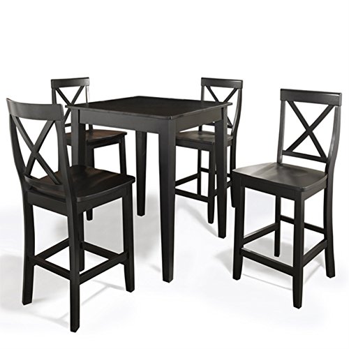 Ergode 5-Piece Pub/High Dining Set - Solid Hardwood & Wood Veneers - Versatile Modern Style for Kitchen, Bar or Outdoor Patio - Durable & Weather-Resistant Furniture for Home & Restaurant Use