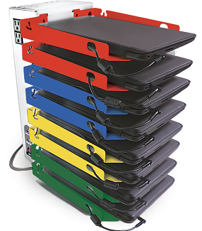PowerGistics TableTower8 - 8-Tier Desktop Organizer with USB Charging Station | Compact Shelf Storage for Office, Home & Dorm | Perfect for Phones, Tablets, Books & Office Supplies
