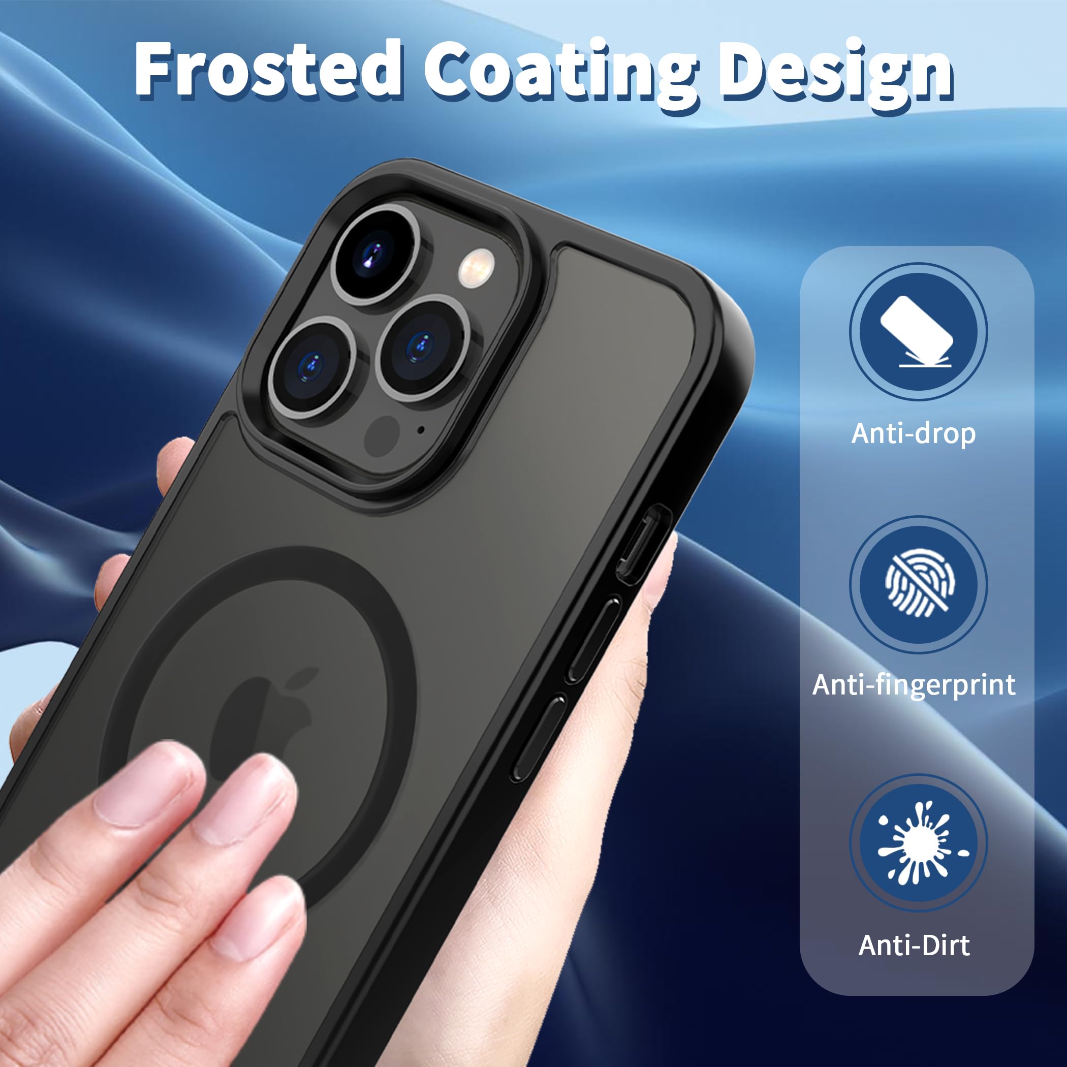 CACOE Magnetic Case for iPhone 13 Pro 6.1 inch - Slim TPU Protective Cover with MagSafe Compatibility, Shockproof & Anti-Fingerprint Design (Black) | Perfect for Daily Use, Car Mounting & Wireless Charging