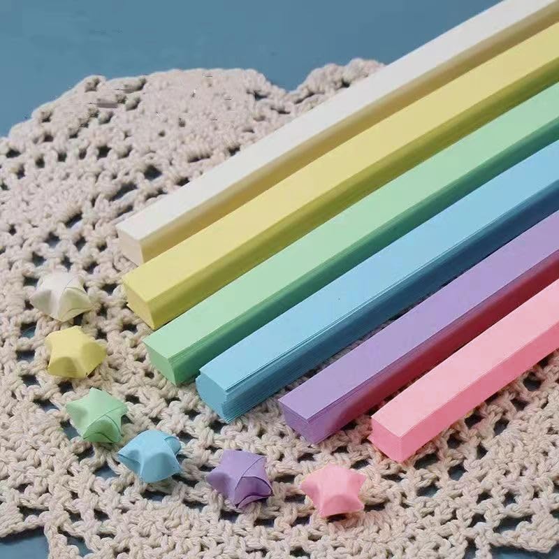 1080 Sheets Double-Sided Origami Star Paper Strips - 6 Assorted Colors for DIY Lucky Star Crafts, Handmade Art & Home Decor | Perfect for Gift Wrapping, Party Favors & Relaxation Therapy