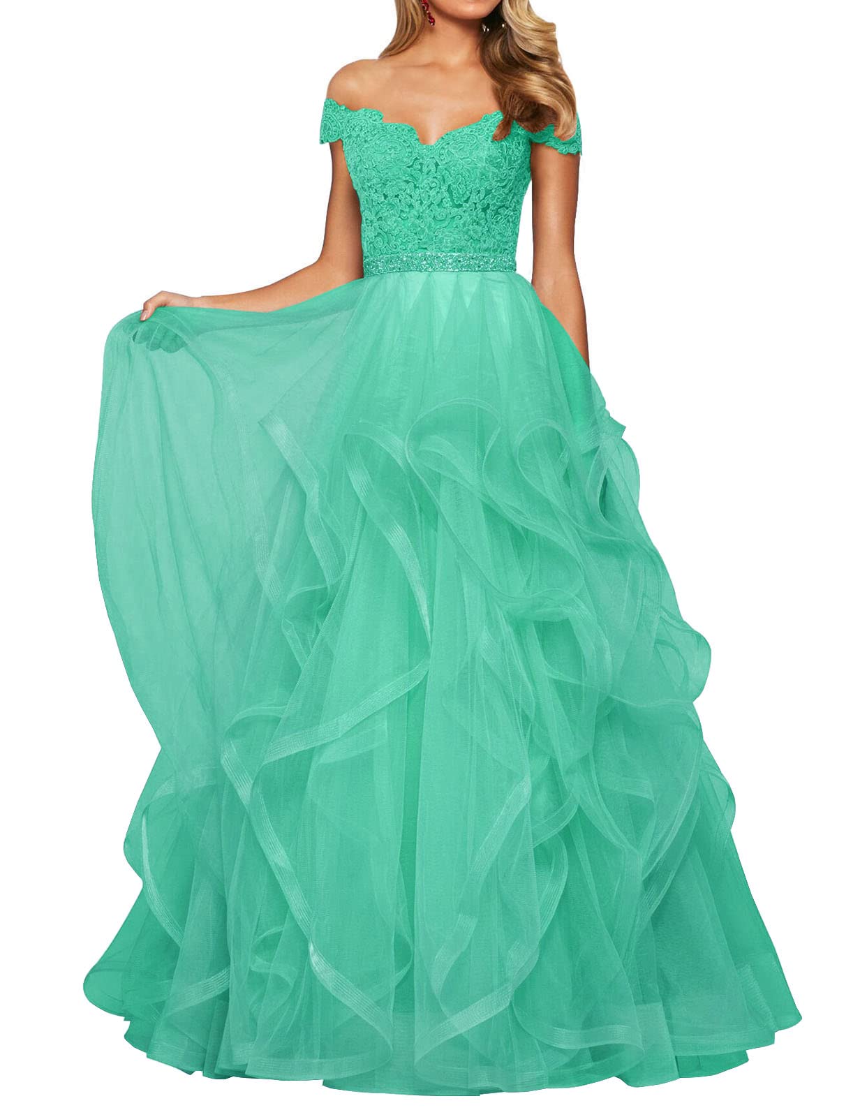 Elegant Prom Dress with Tulle & Beads - Perfect for Weddings & Formal Events