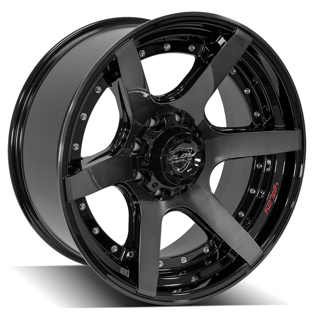 4Play Gen2 4P60 Gloss Black Wheels 22x10.0 8x165.1mm 124.9mm - Brushed Face & Tinted Clear Finish - Perfect for Trucks, SUVs and Off-Road Vehicles