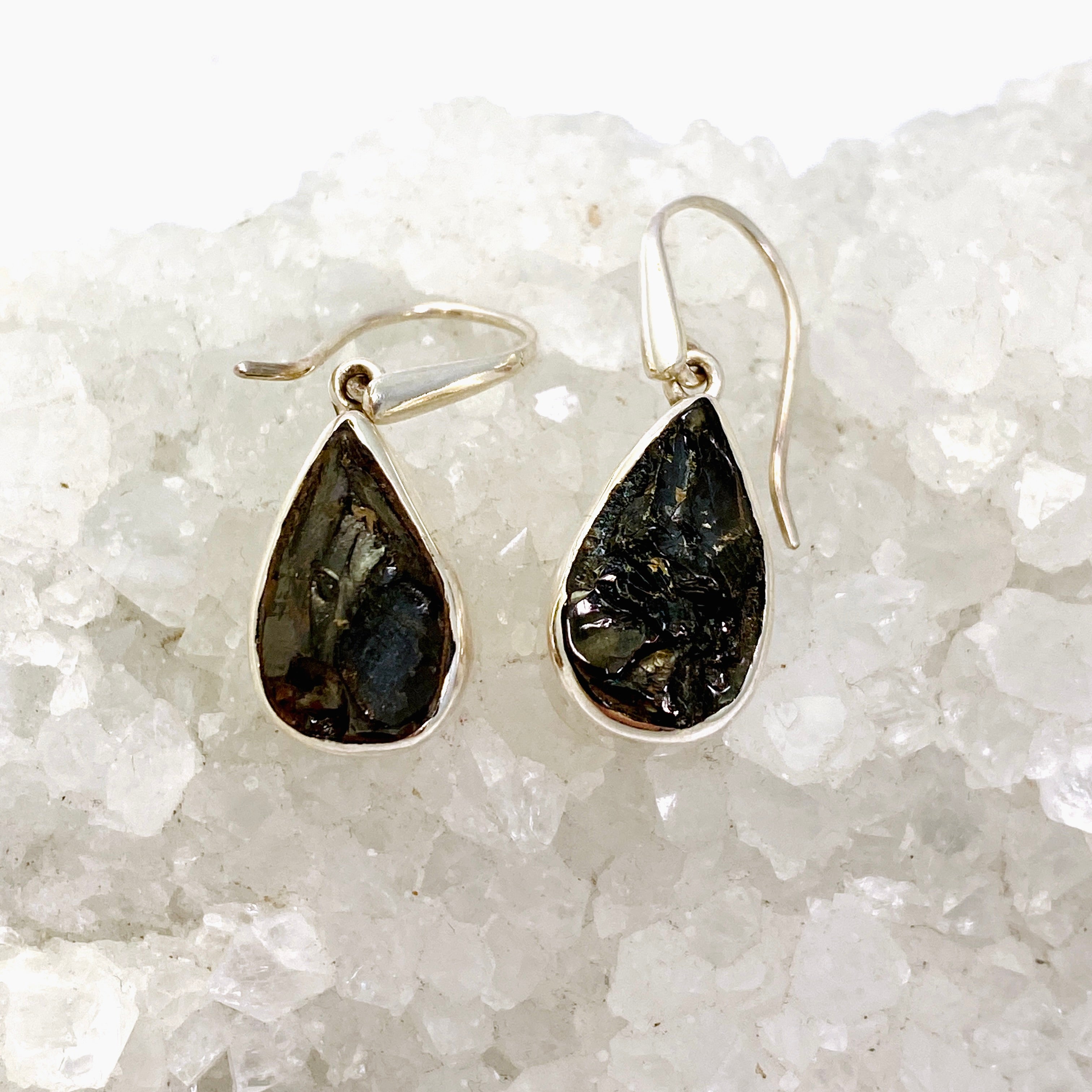 Natural Shungite Teardrop Raw Stone Earrings for Women - Handmade Healing Jewelry for EMF Protection & Stress Relief - Perfect for Yoga, Meditation & Daily Wear