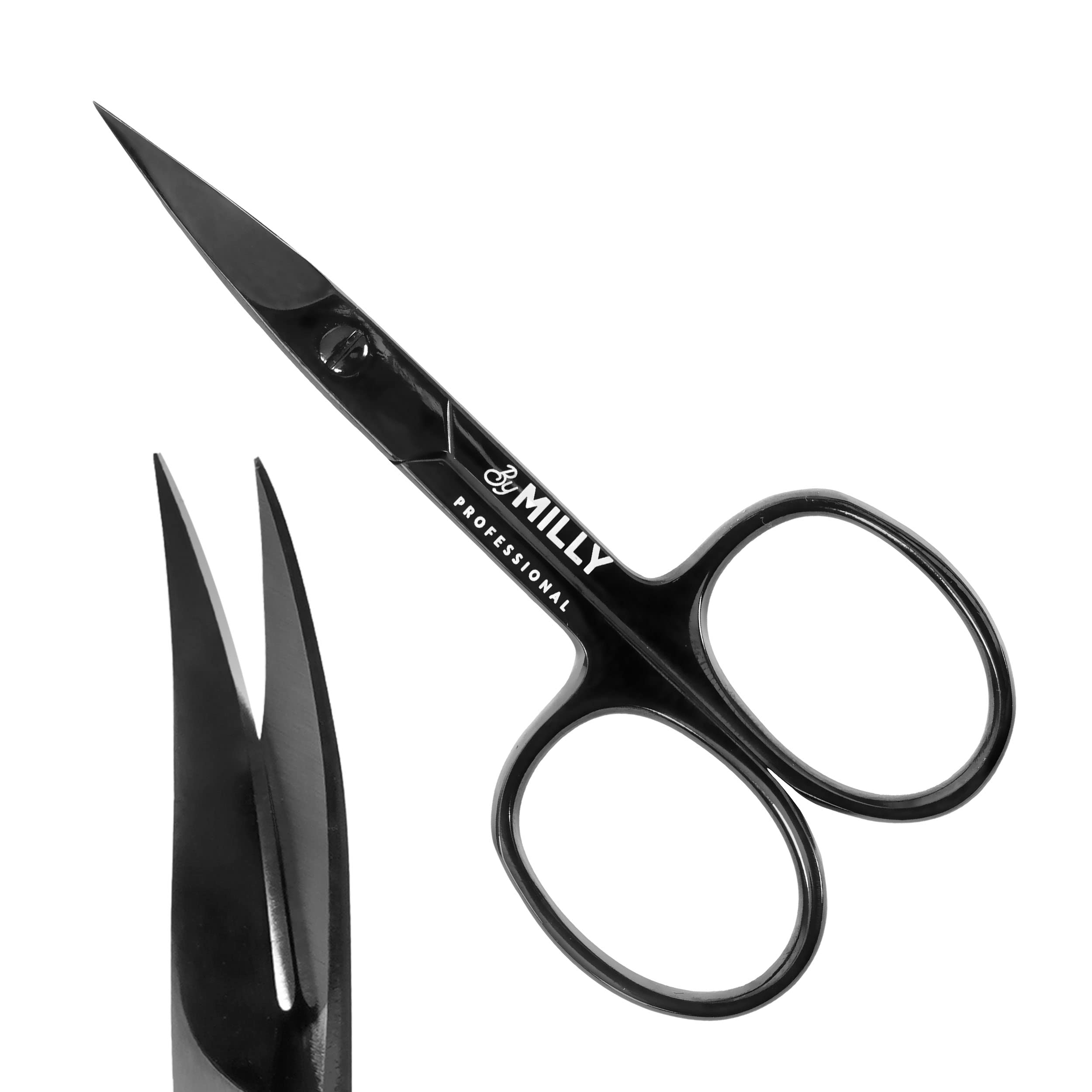 Premium Nail Scissors for Women - High Carbon Stainless Steel Manicure Scissors with Razor Sharp Curved Blades | Professional Grooming Tool for Home & Salon Use | Durable Black Beauty Scissors for Perfect Nail Care