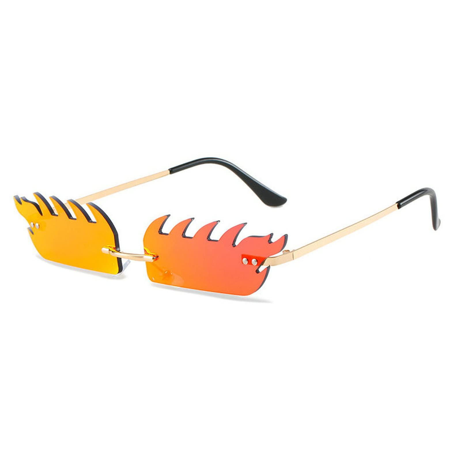 Fire Flame Sunglasses - Trendy Rimless UV Protection Sunglasses for Women & Men | Perfect for Parties, Festivals, and Summer Outdoor Activities