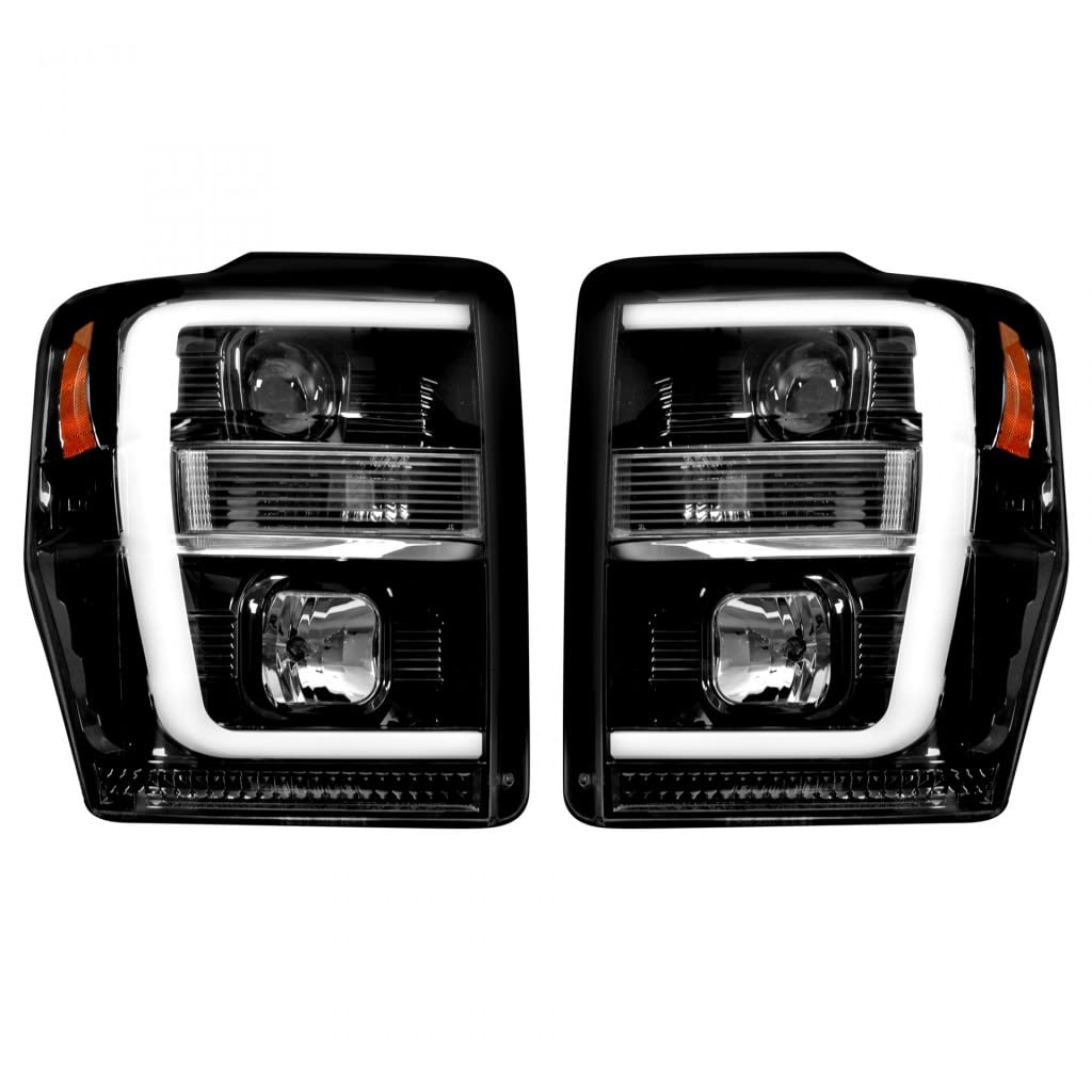 Recon Headlights for Ford F-250 Super Duty 2008-2010 - Smoked Black w/OLED Halos | Perfect for Night Driving & Off-Road