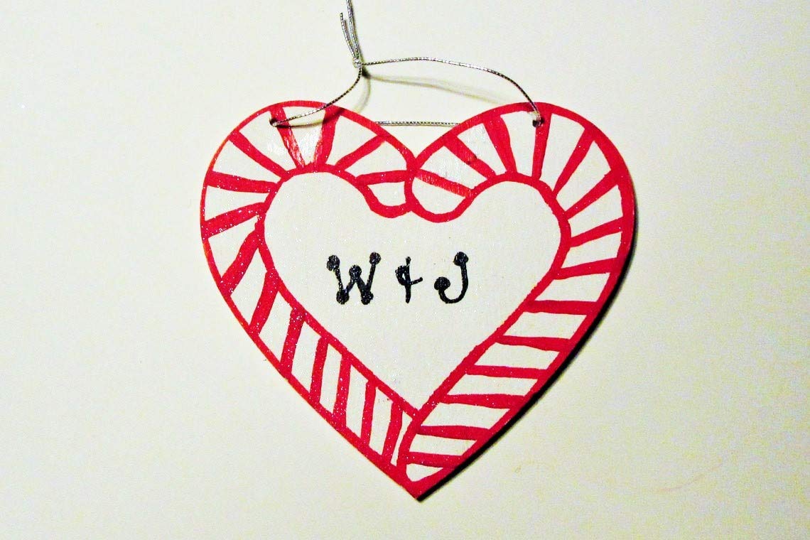 Personalized Wooden Heart Shaped Candy Cane Ornament - Handmade Christmas Tree Decoration for Holiday Gifts, Home Decor, Xmas Party Favors | Perfect for Stocking Stuffers, Gift Exchanges & Festive Decor