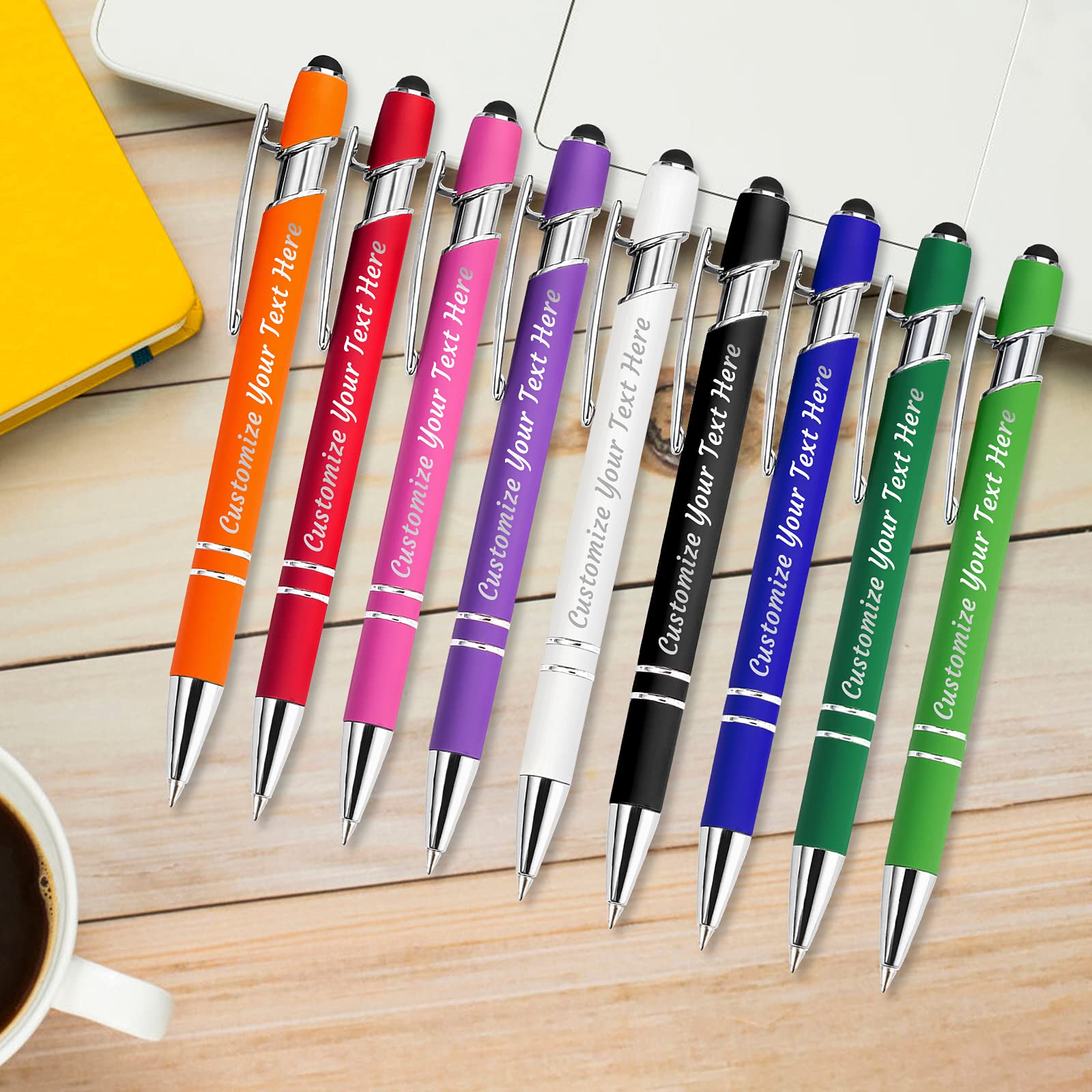 YanNanKe 288 PCS Custom Engraved Ballpoint Pens with Stylus - Personalized Bulk Pens for Name or Text - Medium Point Black Ink - Perfect for Anniversary, Birthday, Graduation Gifts - Great for Office, School, Promotions & Corporate Events
