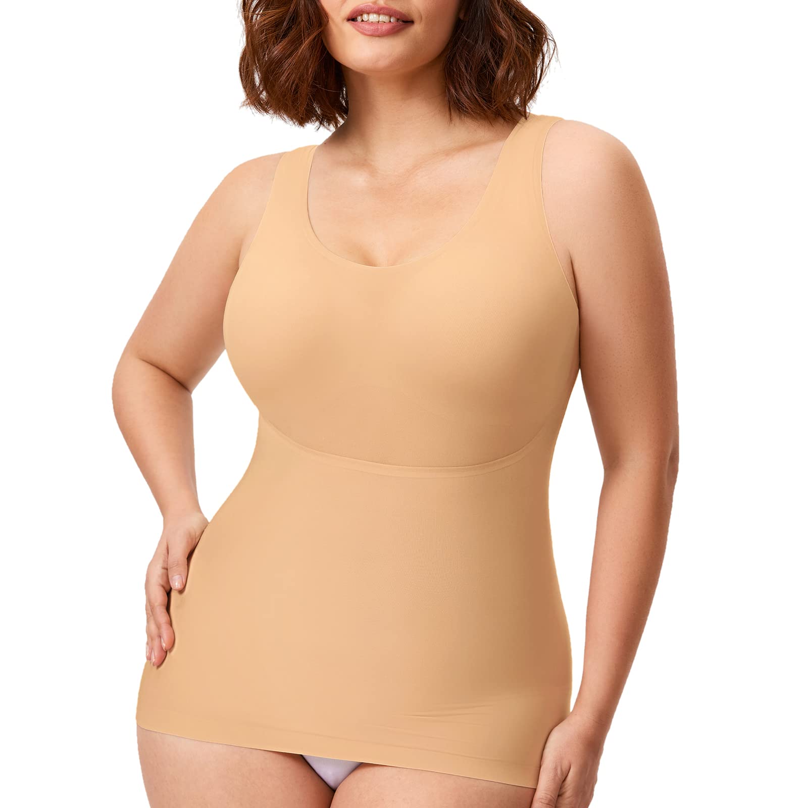 DELIMIRA Women's Shapewear Tummy Control Tank Tops - Plus Size Seamless Camisole for Smoothing & Slimming - Perfect for Everyday Wear, Workout & Special Occasions