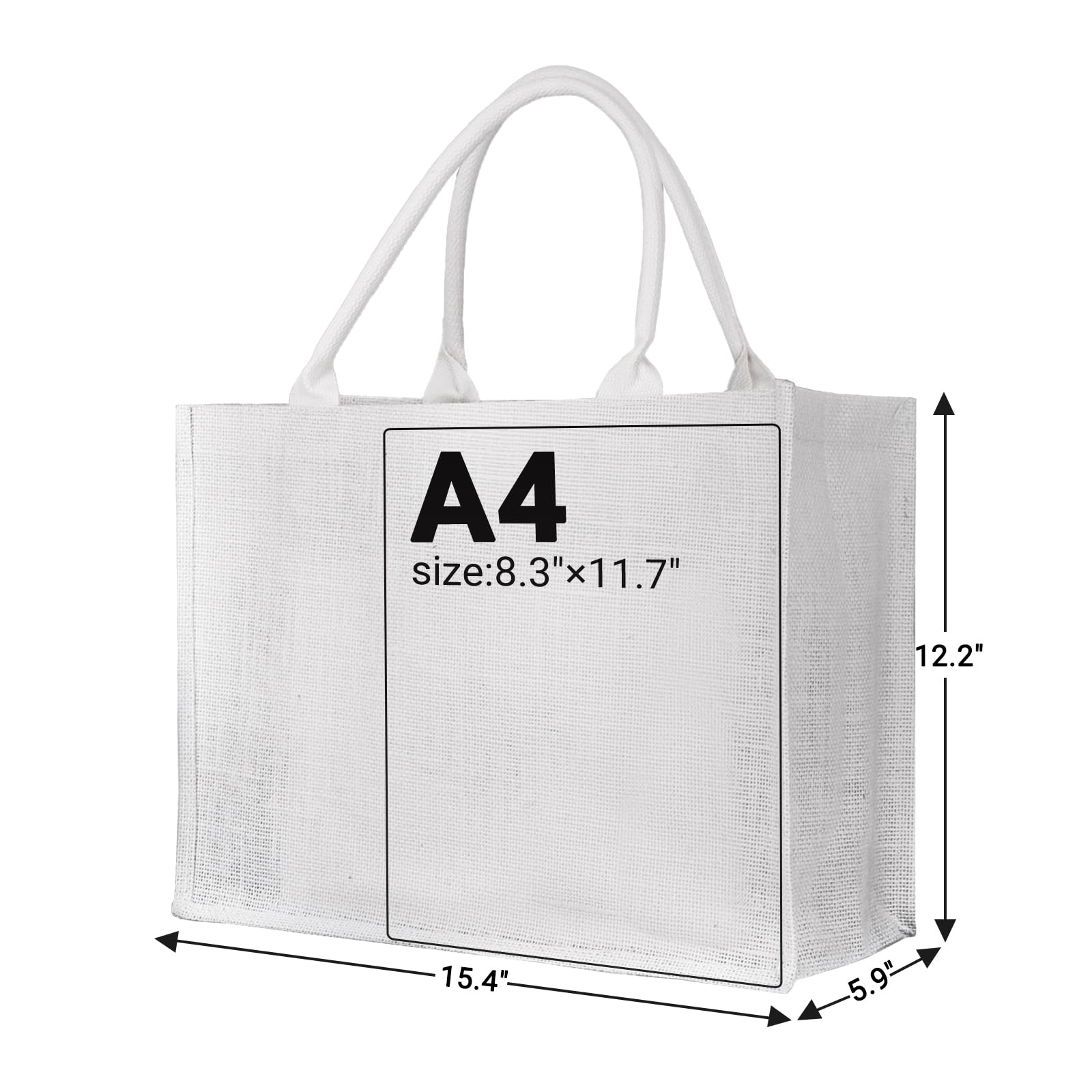 Segarty 6 Pack Large White Burlap Jute Reusable Tote Bags with Handles - Eco-Friendly Canvas Gift Favors for Bridesmaids, Wedding, Grocery Shopping, Beach Trip & Bachelorette Party | Perfect for Women's Market Totes, Blank Bulk Bags & Sustainable Lifestyle
