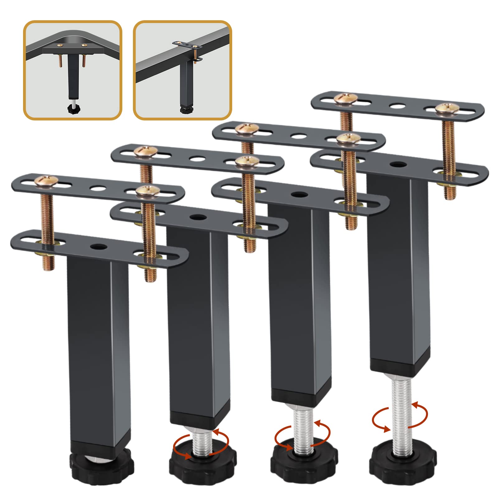 4 Pack Adjustable Height Bed Frame Support Legs (5.9