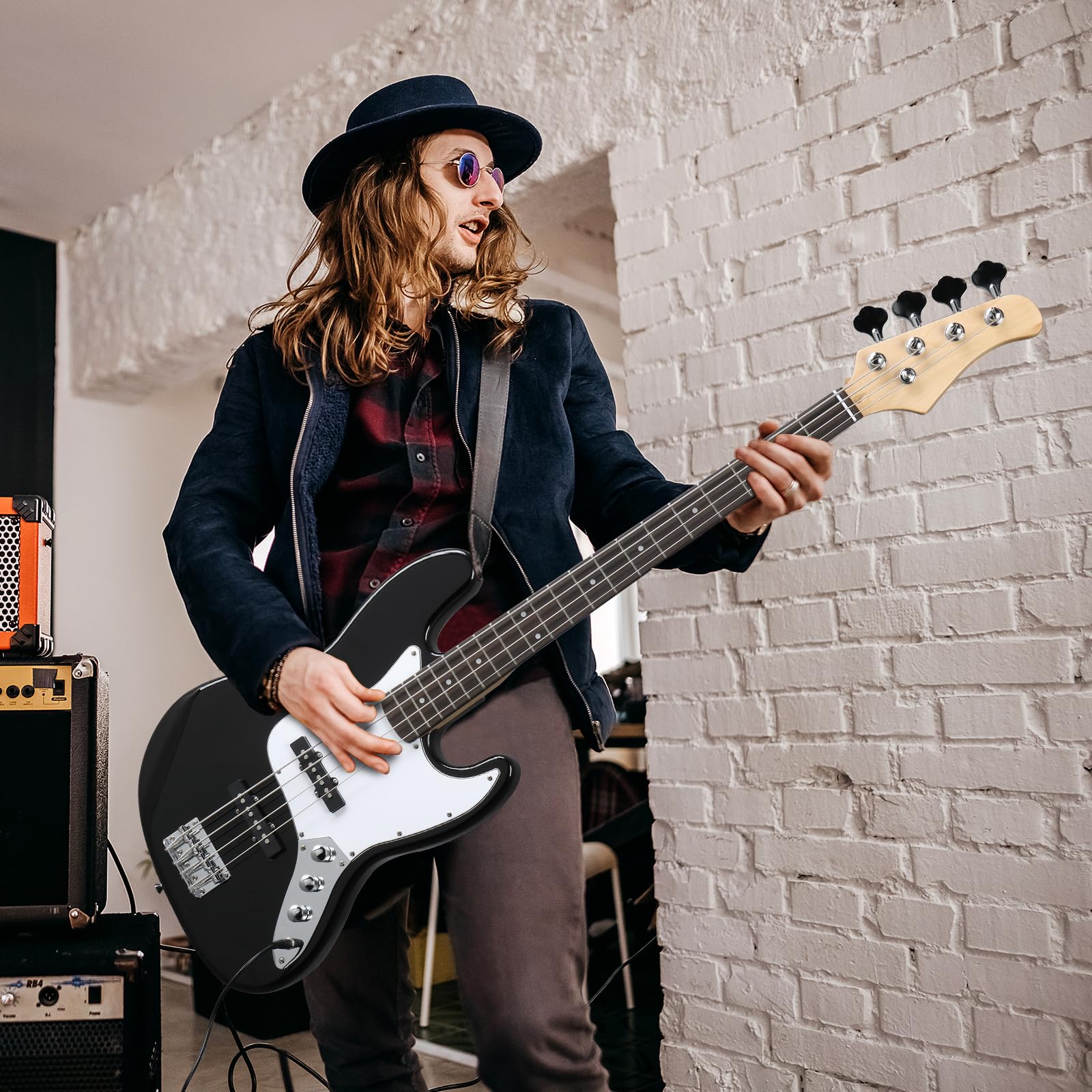 Ktaxon 4-String Electric Bass Guitar Kit with 20W Amplifier - Right-Handed Bass for Beginners & Professionals (Black) - Includes Gig Bag, Shoulder Strap, Picks & Tools - Perfect for Home Practice, Studio Recording & Live Performances