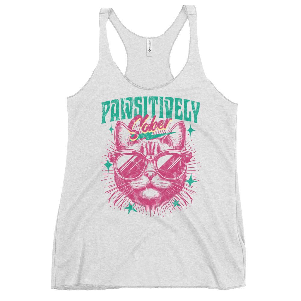 Pawsitively Sober Racerback Tank Top - Comfortable Workout Shirt for Recovery & Fitness - Perfect for Gym, Yoga and Sober Living Support