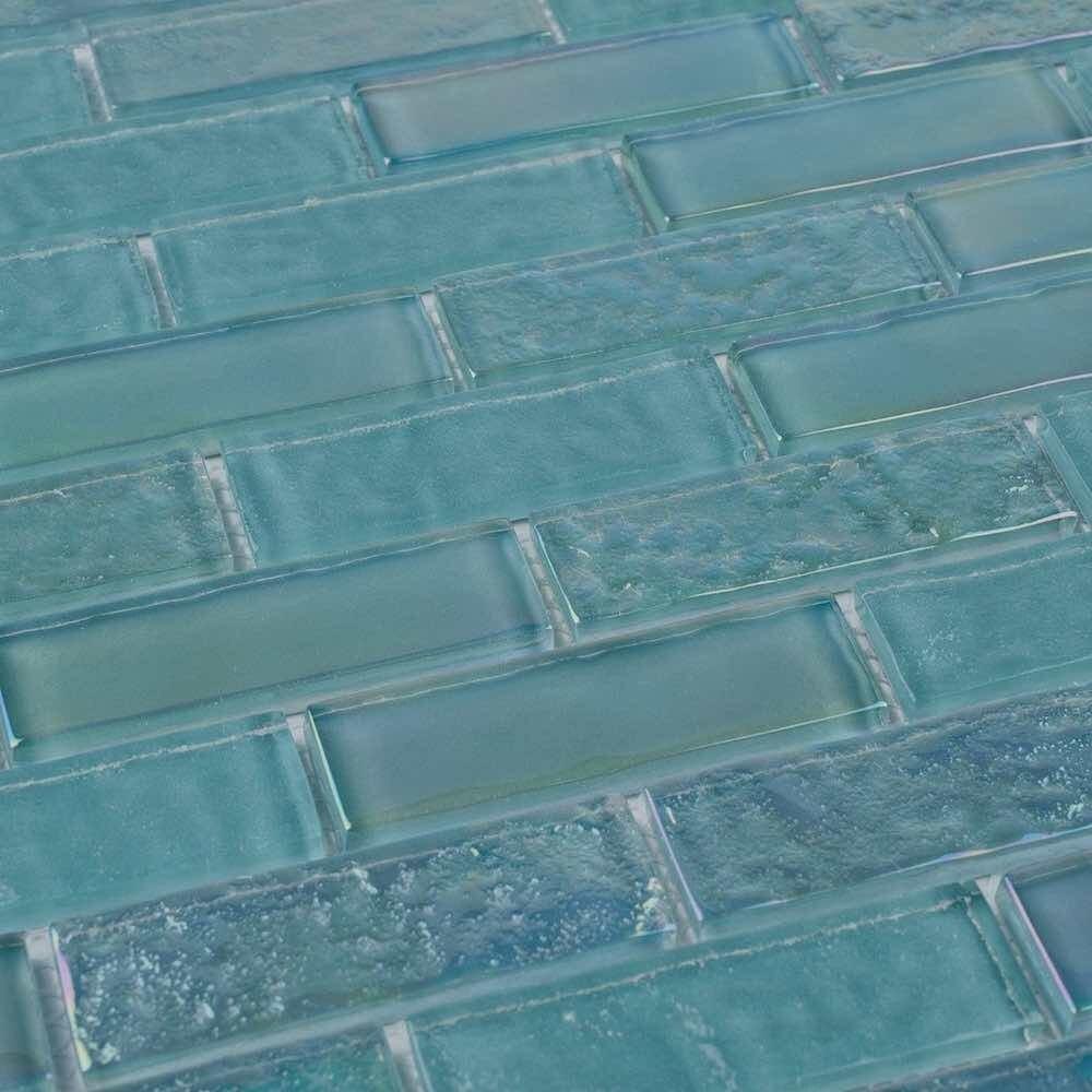 Iridescent Glass Tile Summer Sea Foam 1 x 3 - Stunning Mosaic Tiles for Kitchen Backsplash, Bathroom Wall Decor & DIY Craft Projects
