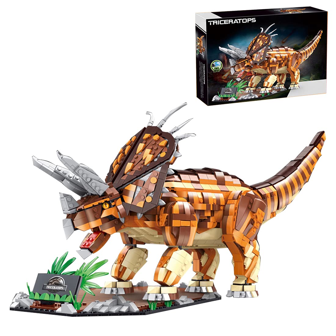 Dinosaur Building Blocks Toys - 2016+ Pieces Ceratosaurus Dinosaur Model Kit with LED Lights, STEM Educational Toy Compatible with Lego | Perfect Gift for Kids, Birthday & Christmas | Creative Play, Home Decoration & Collectible Display