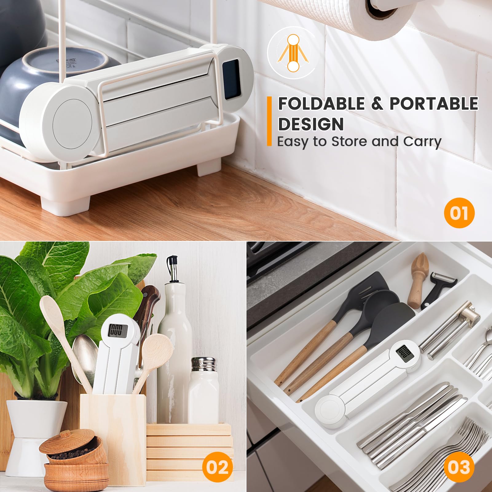 Digital Kitchen Scale - Folding Food Scale with LCD Display, Highly Accurate & Portable for Measuring Healthy Food Intake | Supports Multiple Units | Ideal for Travel, Cooking, Baking & Meal Prep