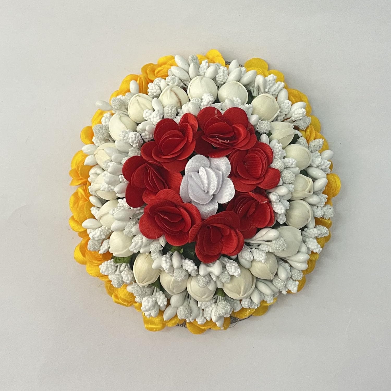 Maahal Bun Juda Maker - Floral Gajra Hair Accessories for Bridal, Women & Girls | Yellow Hair Jewelry for Weddings, Parties & Special Occasions | Pack of 1