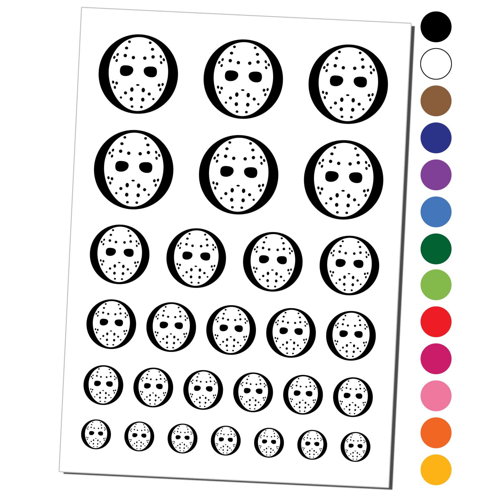 Goalie Hockey Mask Scary Halloween Temporary Tattoos - Waterproof Fake Body Art Set (Black) for Cosplay, Costume Parties & Horror Events