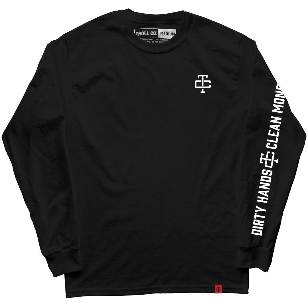 Grit Long Sleeve Shirt for Men - Black Performance Workout Top for Gym, Running & Outdoor Activities