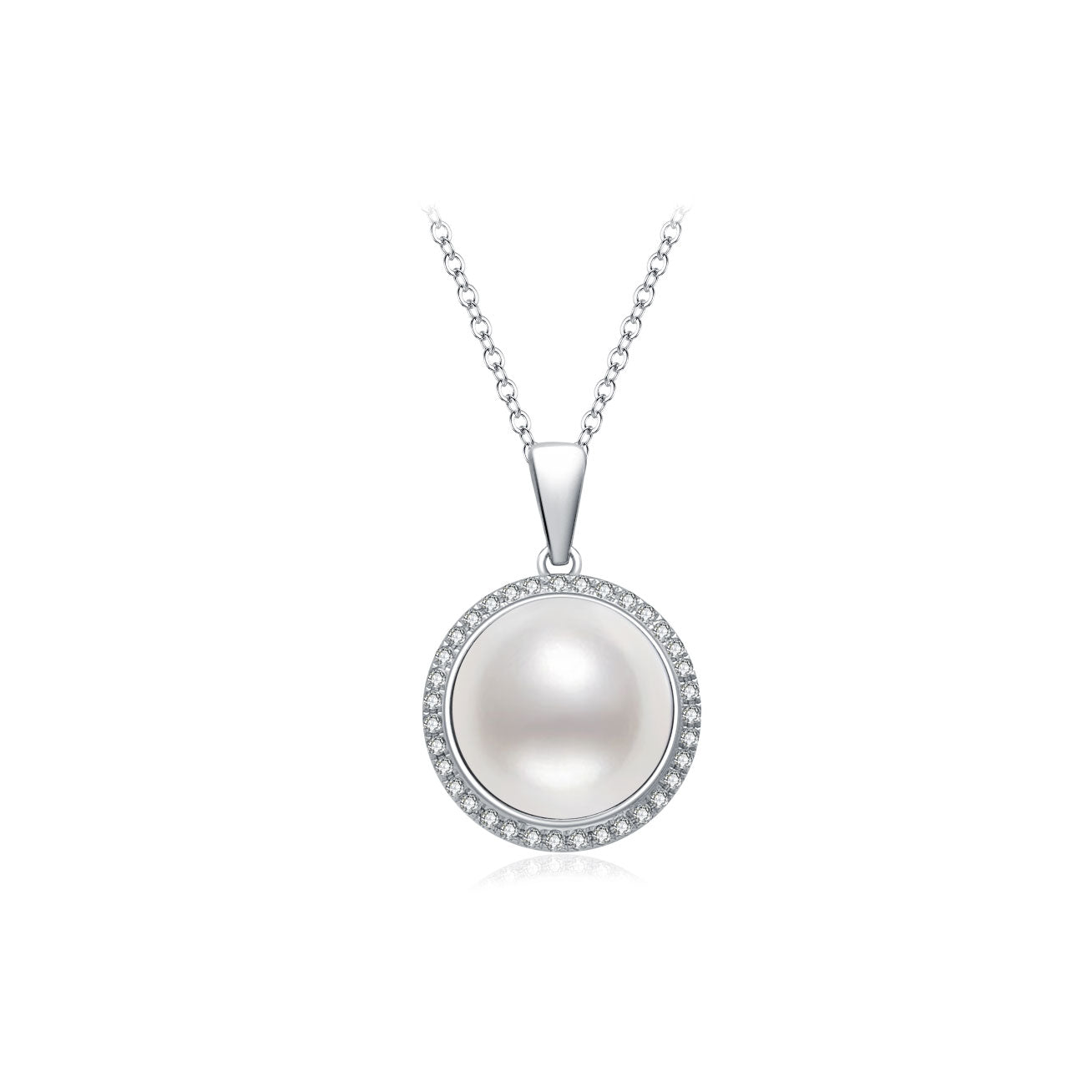 18K Solid Gold Diamond Edison Pearl Necklace KN00150 - Elegant DOME Pendant for Women | Perfect for Weddings, Anniversaries & Special Occasions