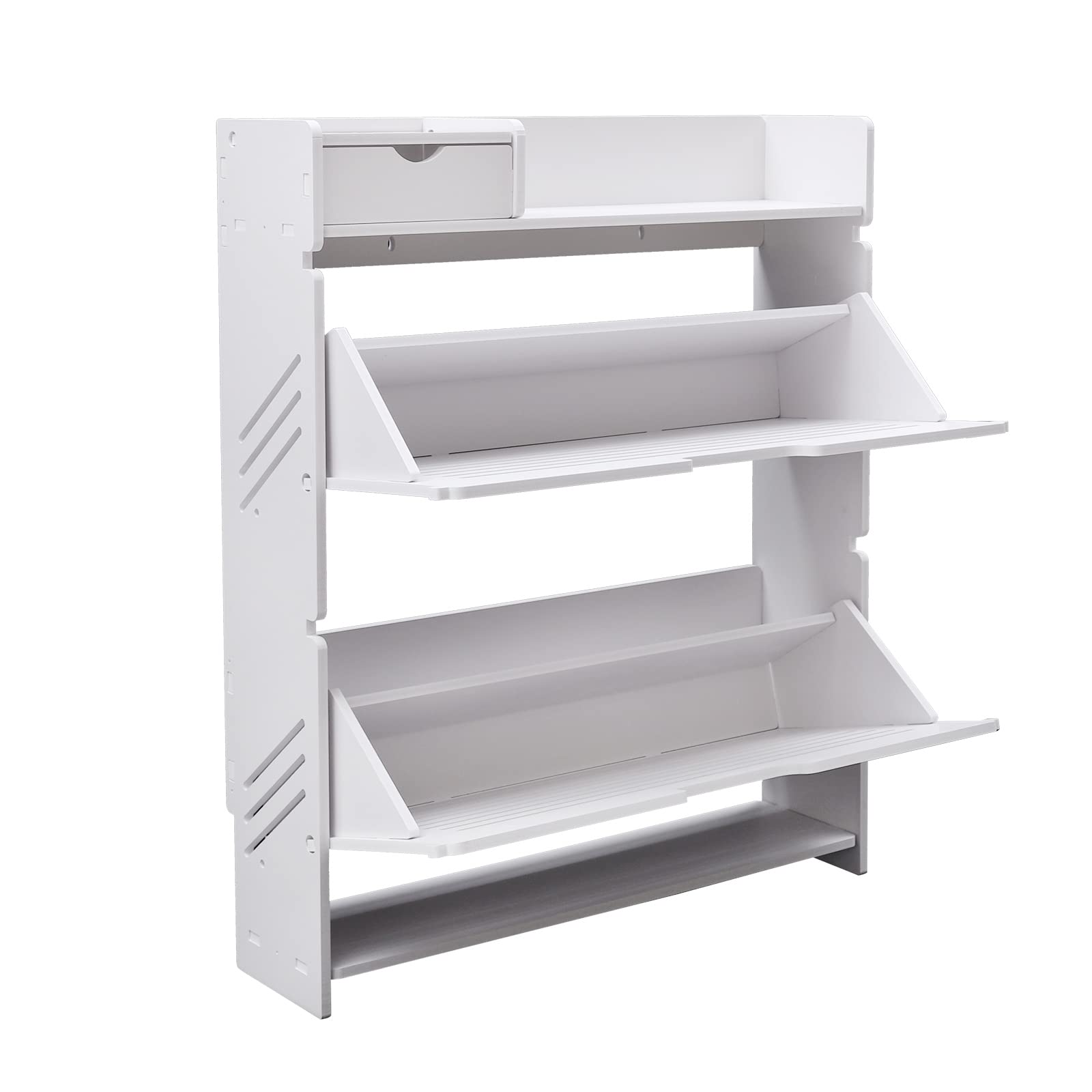 2 Tier Shoe Cabinet for Entryway - Modern Freestanding Shoe Rack Storage Organizer with Adjustable Shelves, White - Perfect for Small Spaces, Hallway, Closet & Apartment Organization