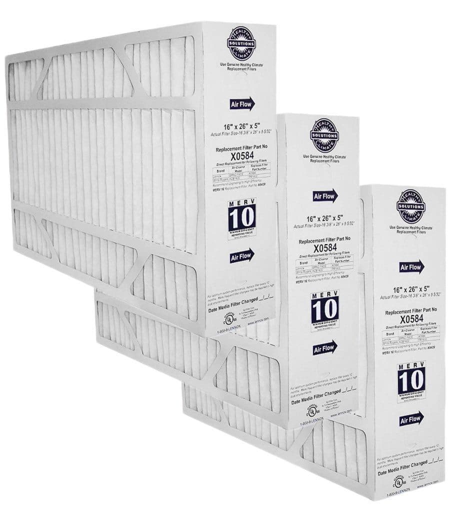 Lennox X0584 MERV 10 Air Filter 16x26x5 (3-Pack) - OEM Replacement for BMAC 14CE Models | Perfect for Home HVAC Systems & Air Purifiers