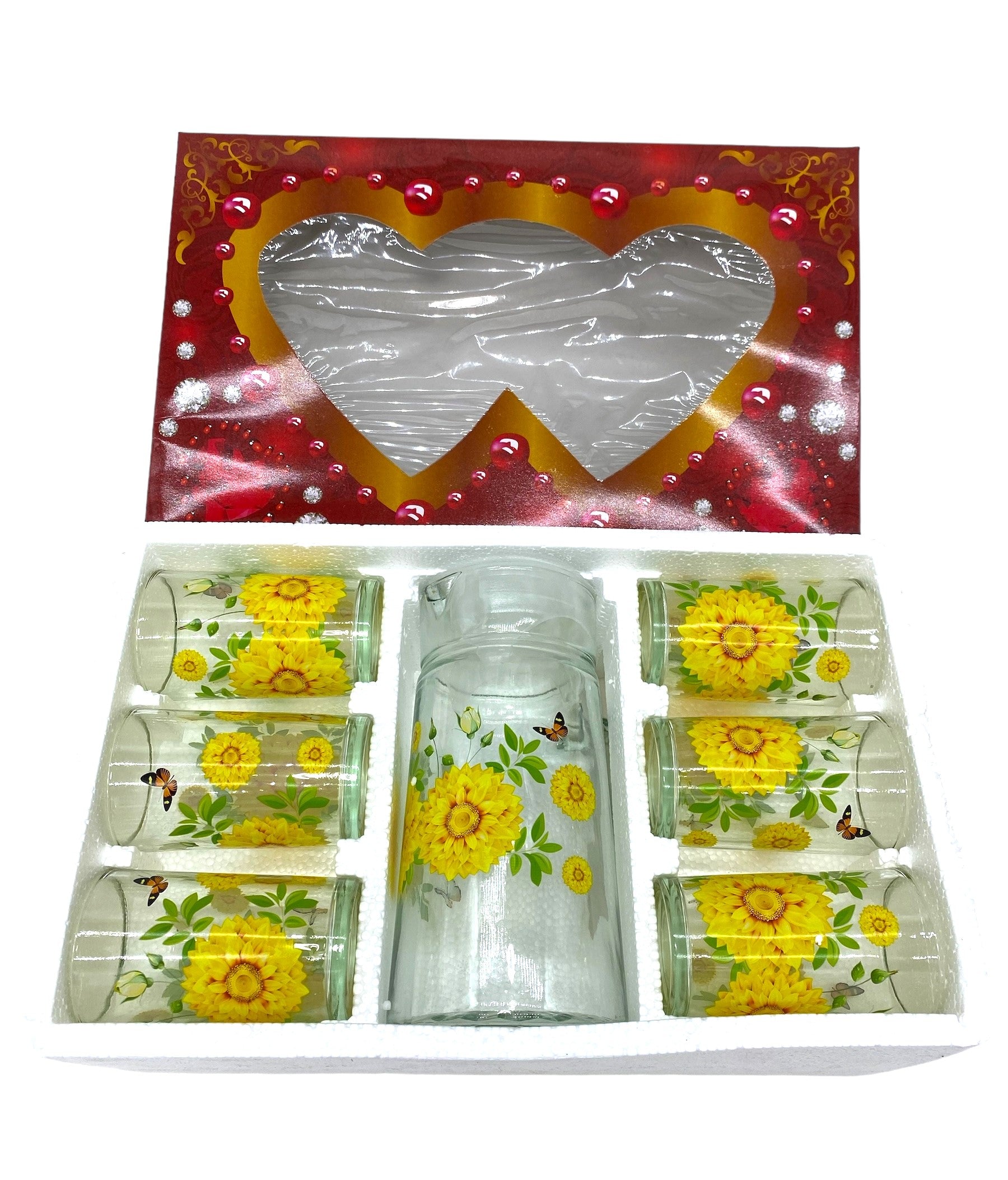 6-Piece Drinking Glass Set with Pitcher - Perfect for Iced Tea, Lemonade & Summer Beverages at Parties & BBQs