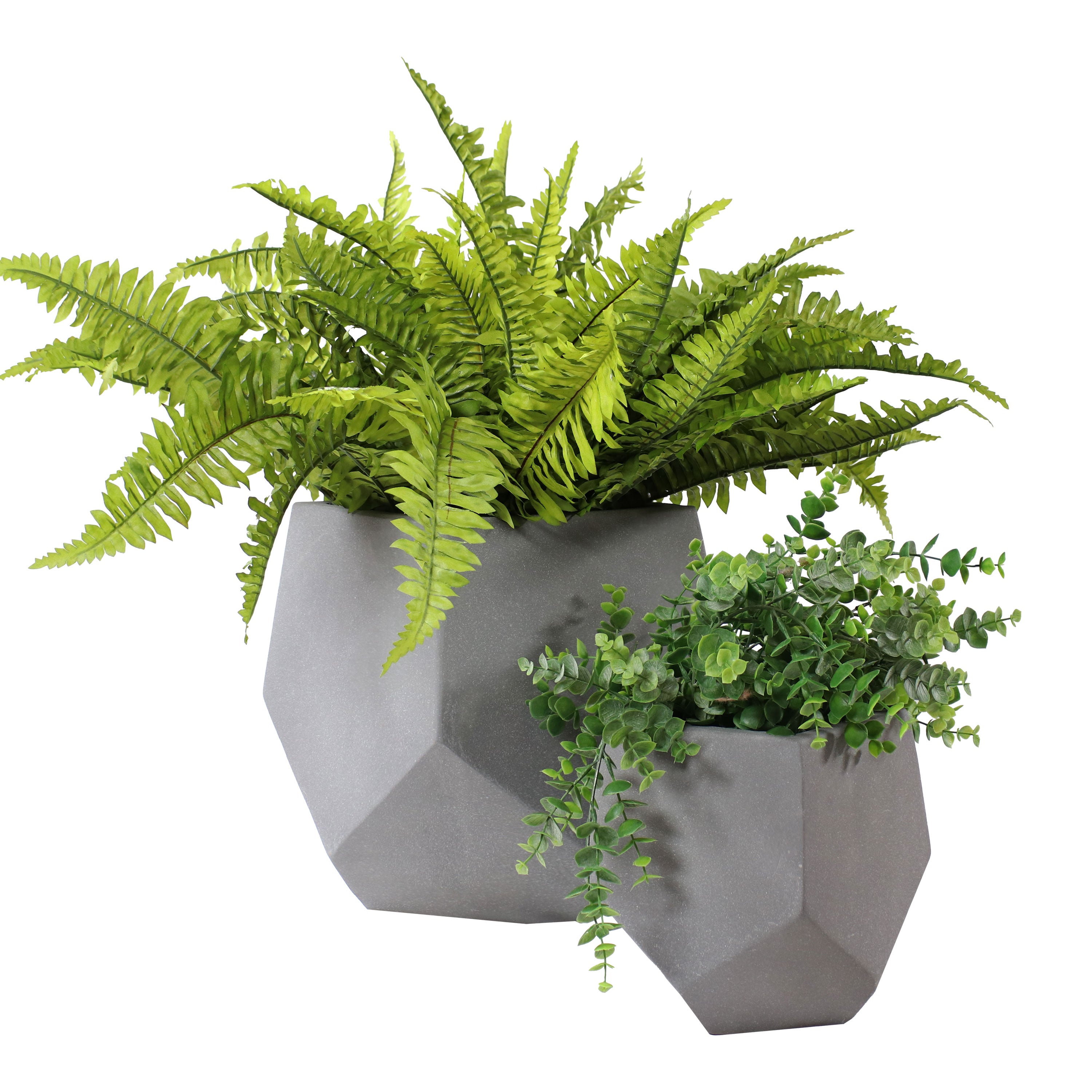 Sunnydaze Outdoor Concrete Planter Set - Modern Moondust Gray Garden Plant Pots for Patio, Balcony & Backyard Decor - Weather-Resistant Heavy Duty Planters for Succulents, Flowers & Herbs