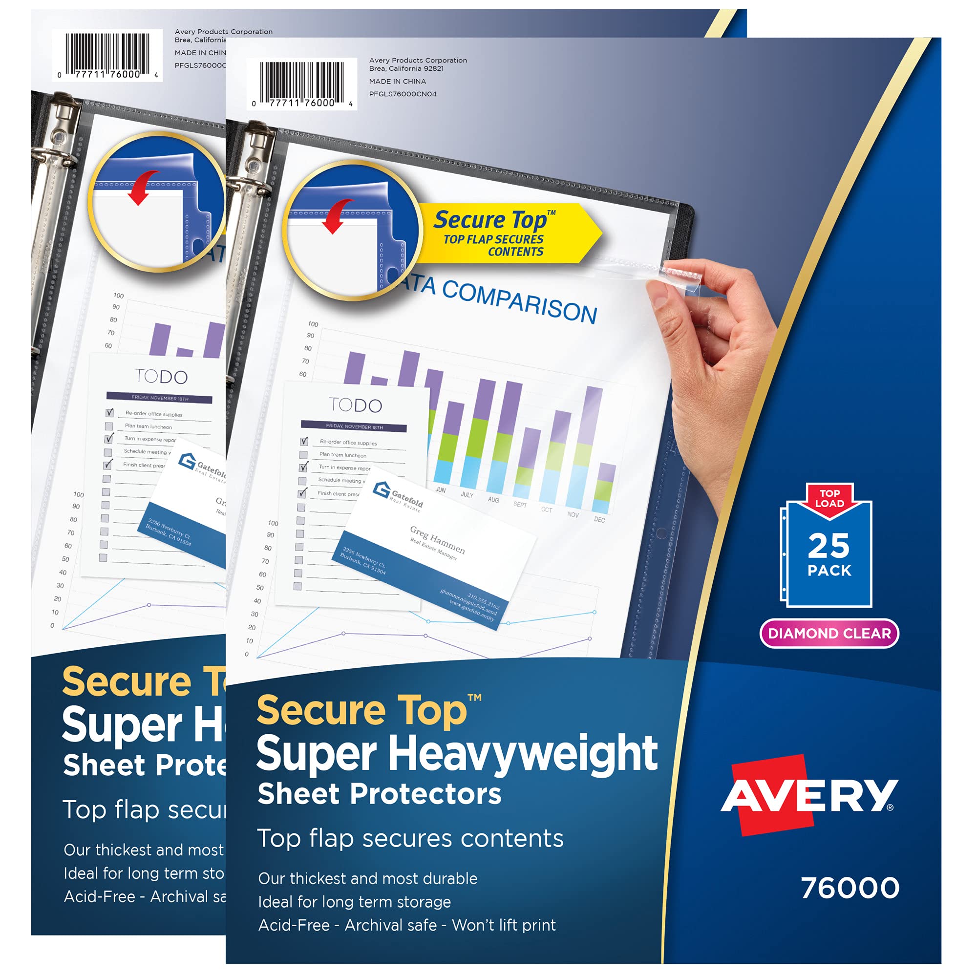 Avery Diamond Clear Top Sheet Protectors - 50 Pack Heavy Duty 3 Ring Binder Page Protectors, Acid Free & Archival Safe for Documents, Photos & Presentations - Perfect for Office, School & Home Organization