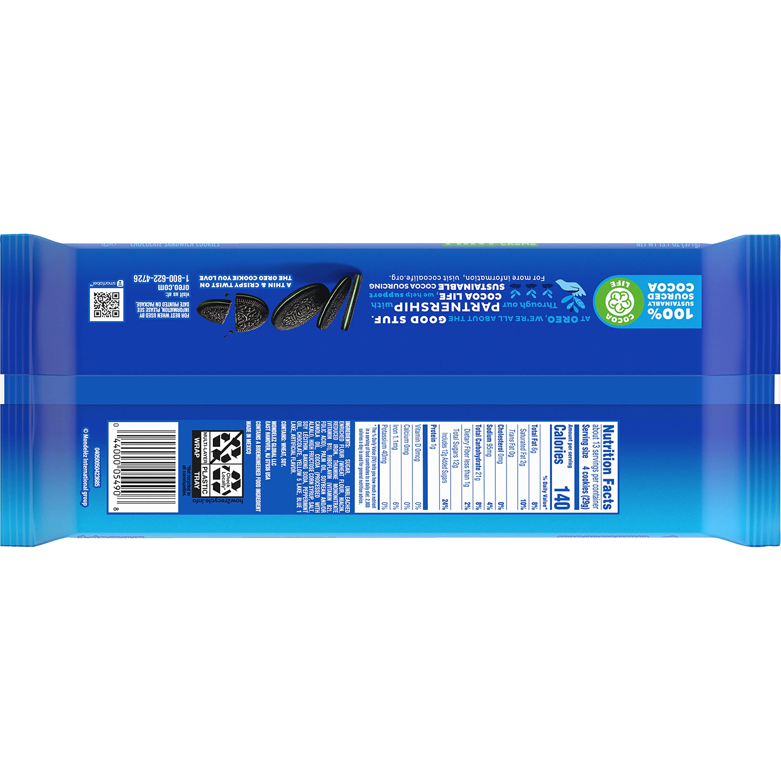 OREO Thins Mint Creme Chocolate Sandwich Cookies, Family Size Pack of 12 (13.1 oz Each) - Perfect for Parties, Snacking & Gift Giving