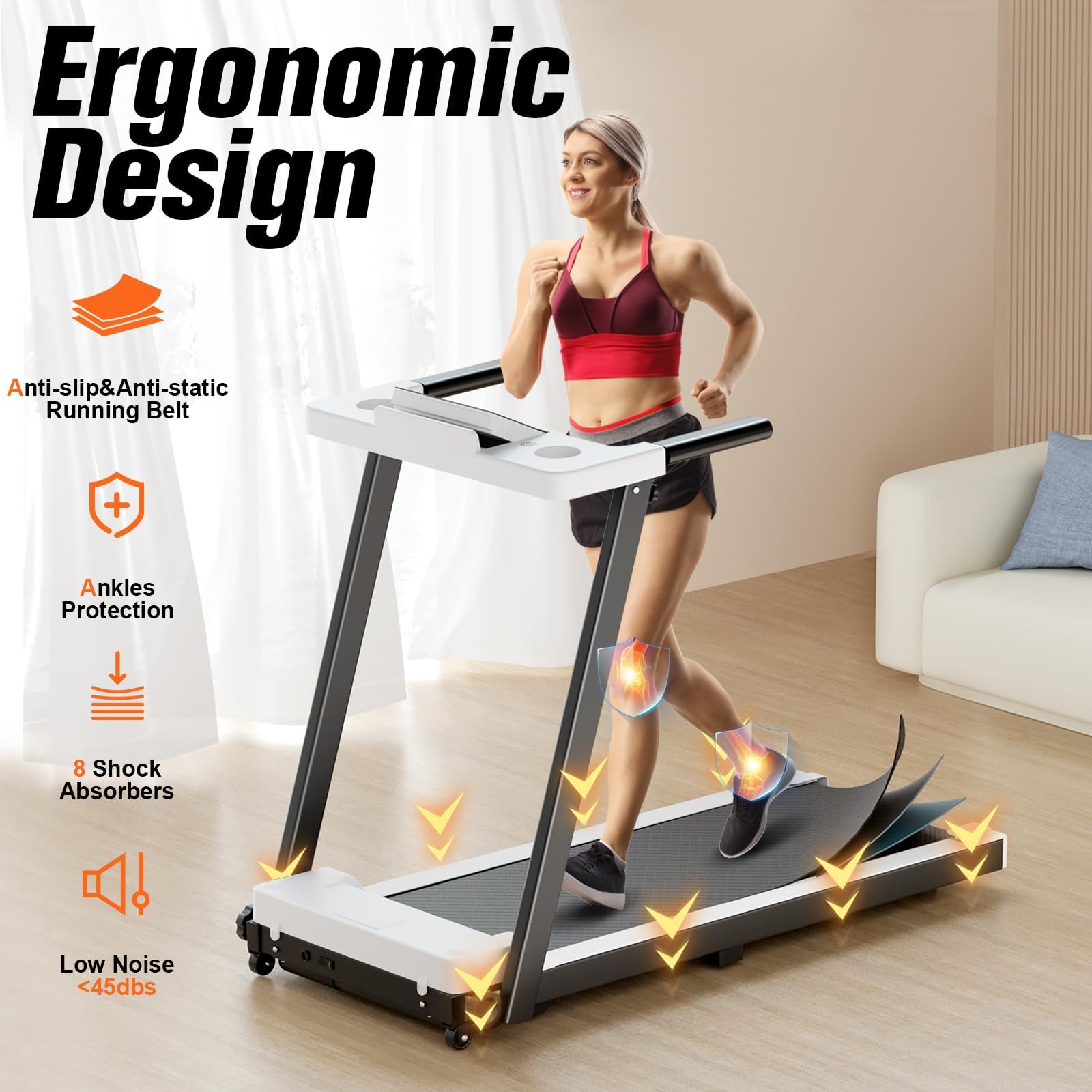 Folding Treadmill 300LBS Capacity - Compact Electric Running Machine with LED Display, 3.0HP Motor for Walking Jogging & Running - Portable Home & Office Treadmill for Small Spaces, Apartment Workouts & Indoor Cardio Training