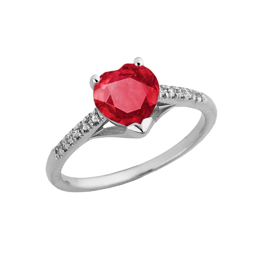 14K White Gold Diamond Solitaire July Birthstone Heart Engagement Ring for Women - Perfect for Proposals, Anniversaries & Romantic Occasions