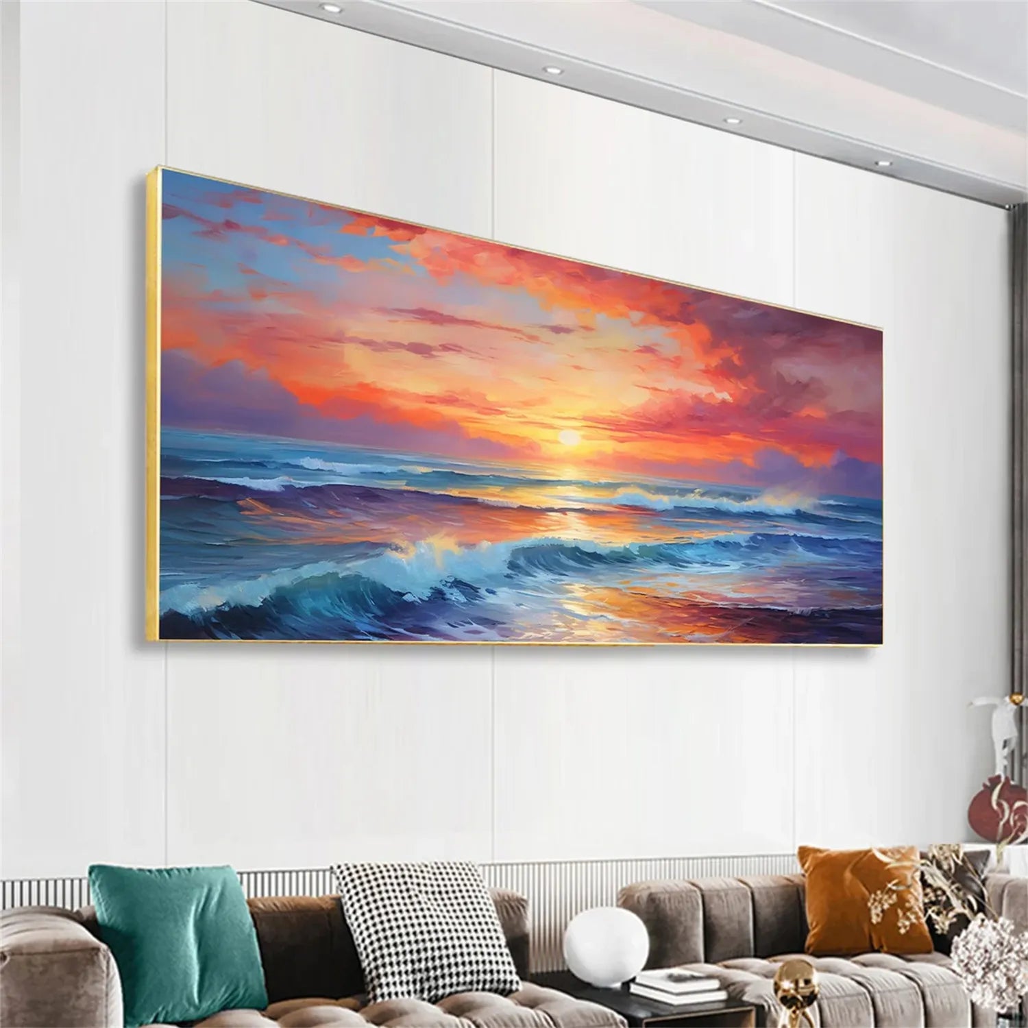 Ocean And Sky Painting #OS 169 - Handmade Canvas Wall Art for Home & Office Decor - Perfect for Living Room, Bedroom or Beach House