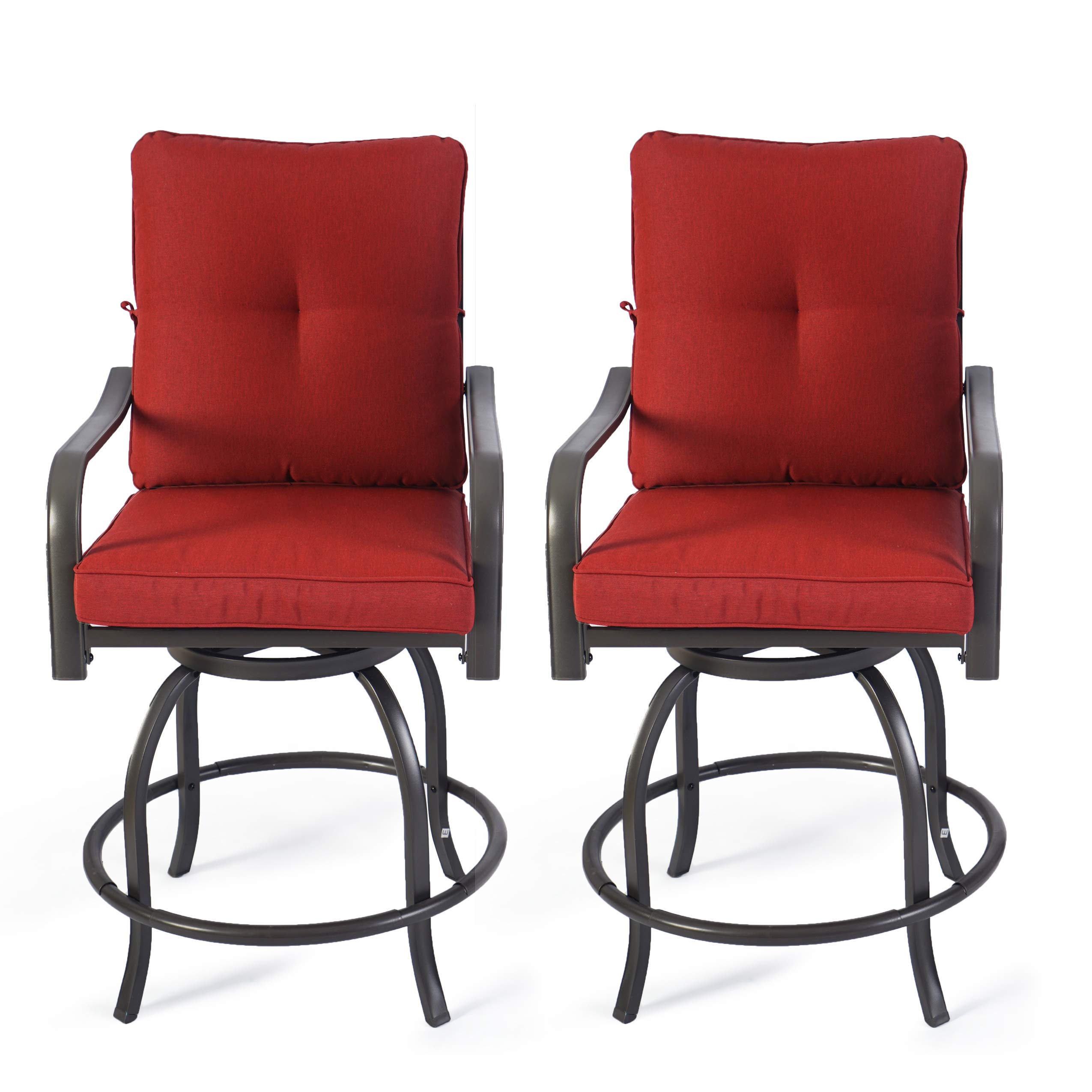 **Kozyard Isabella Outdoor Patio Swivel Bar Stools - Counter Height Tall Swivel Chairs for Bistro, Backyard, Cafe, Restaurant & Bar (Burgundy) - Perfect for Outdoor Dining, Lounging & Entertaining**