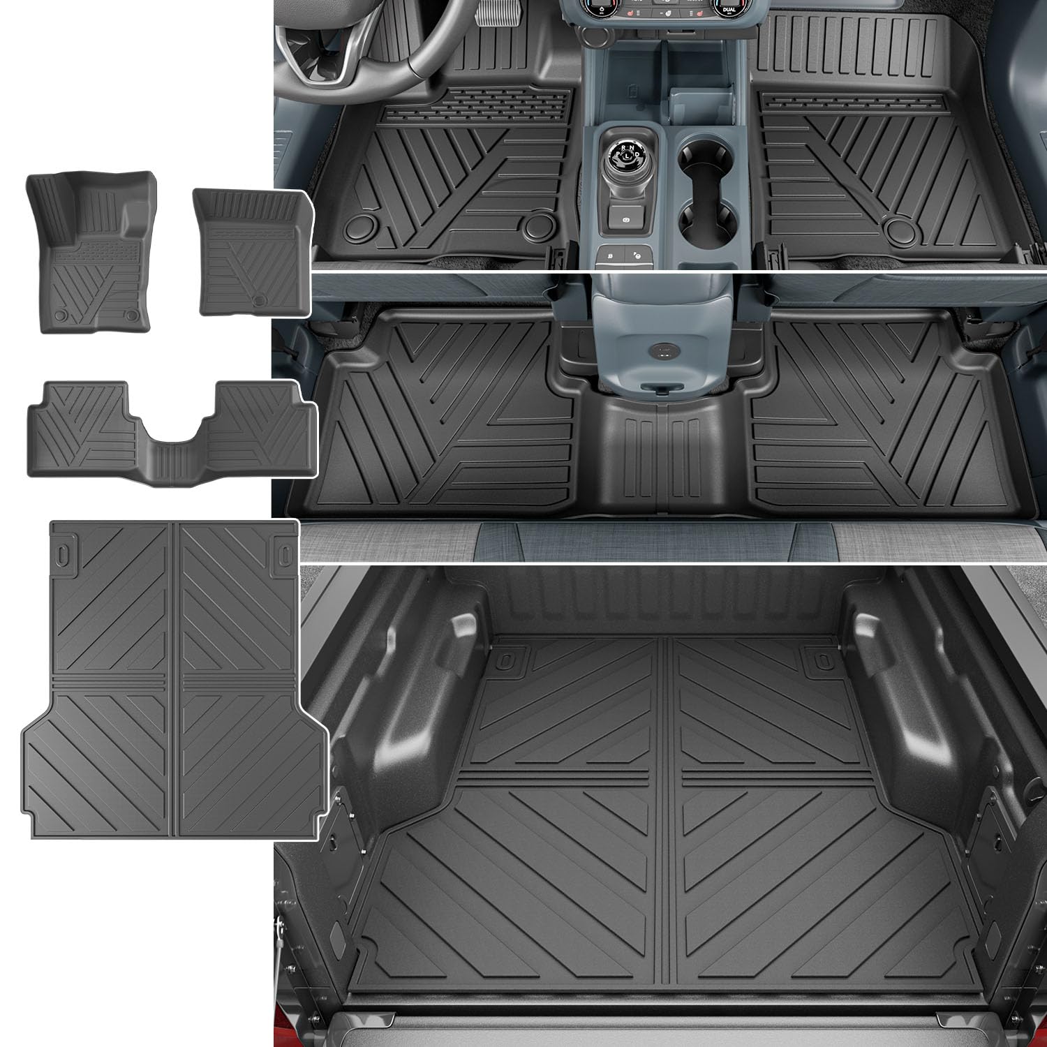 2022-2025 Ford Maverick Gas Truck Bed Mat & Floor Mat Set - Heavy Duty TPE Bed Liner & Cargo Protector | All-Weather Protection for Pickup Truck Accessories | Perfect for Camping, Work & Outdoor Adventures
