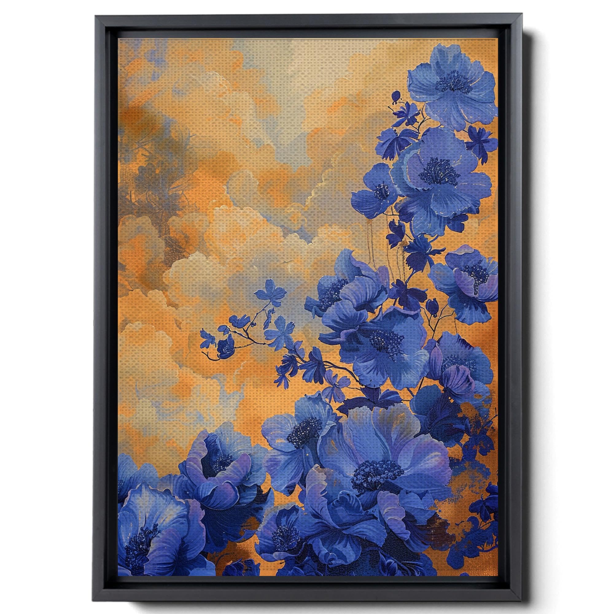 Abstract Purple Orchid Flower Canvas Art - Floral Wall Decor with Mountain Sunset Glow - Premium Canvas Prints for Living Room, Bedroom & Office Decor