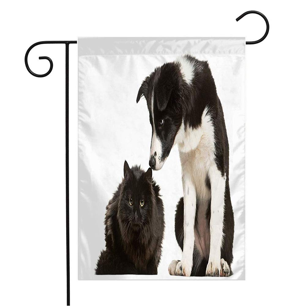 Black Sitting Border Collie Puppy Welcome Garden Flag - 12x18 Inch Seasonal Outdoor Decor for Patio, Lawn, and Home | Perfect Dog Lover Gift for Animal Wildlife Enthusiasts | Ideal for Spring, Summer, and Fall Celebrations
