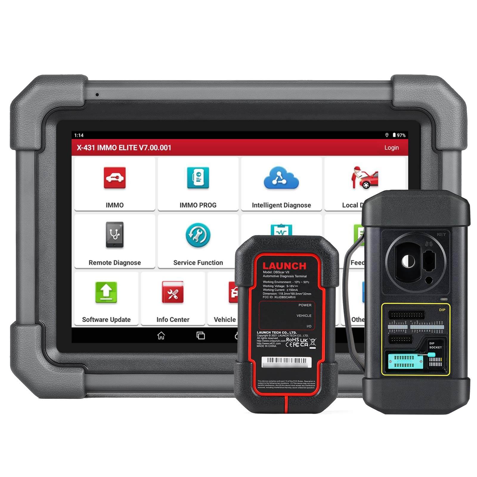 LAUNCH X431 IMMO Elite Key Programmer - All System Diagnostic Tool with 40+ Reset Services, CANFD & DOIP Support | Car Key Programming & ECU Reset for Auto Repair Shops & Mechanics