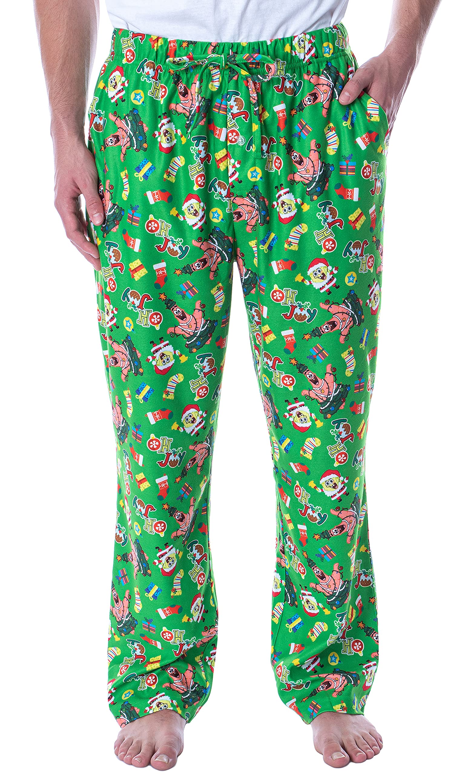SpongeBob SquarePants Oh Joy Lounge Pants for Men - Soft Cotton Pajama Pants with Cartoon Print - Perfect for Sleepwear, Lounging & Nickelodeon Fan Gifts