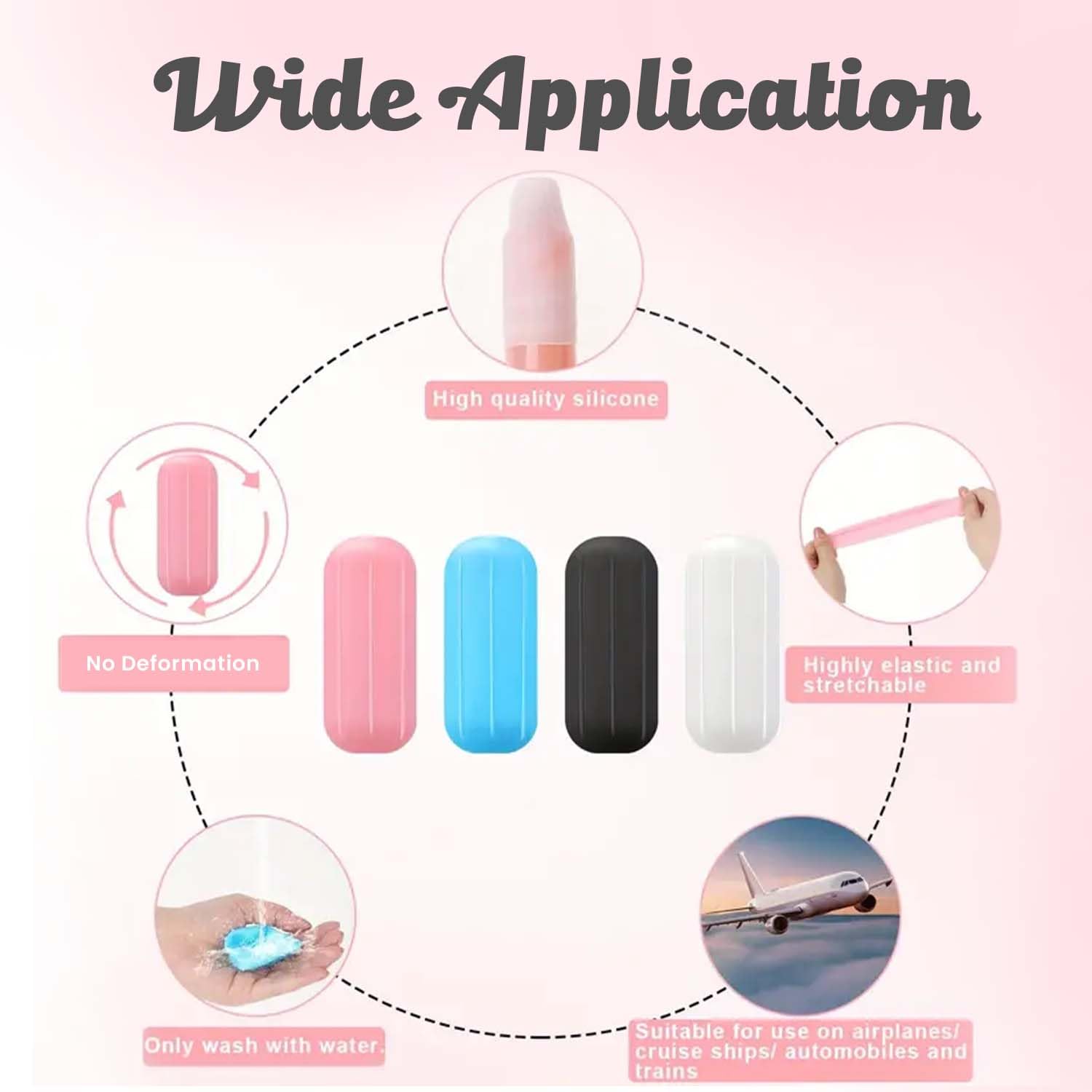 **Leak Proof Silicone Sleeves for Travel Bottles (4-Pack) - Reusable Toiletry Container Covers for Shampoo, Lotion & Cosmetics - Perfect for Airplane Carry-On, Gym Bag & Vacation Essentials**