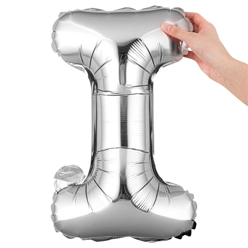 Balloonify Silver Mylar Letter I Balloon - 16 Inch Large Foil Alphabet Balloon for Birthday Party Decorations, Baby Showers & Graduation Celebrations