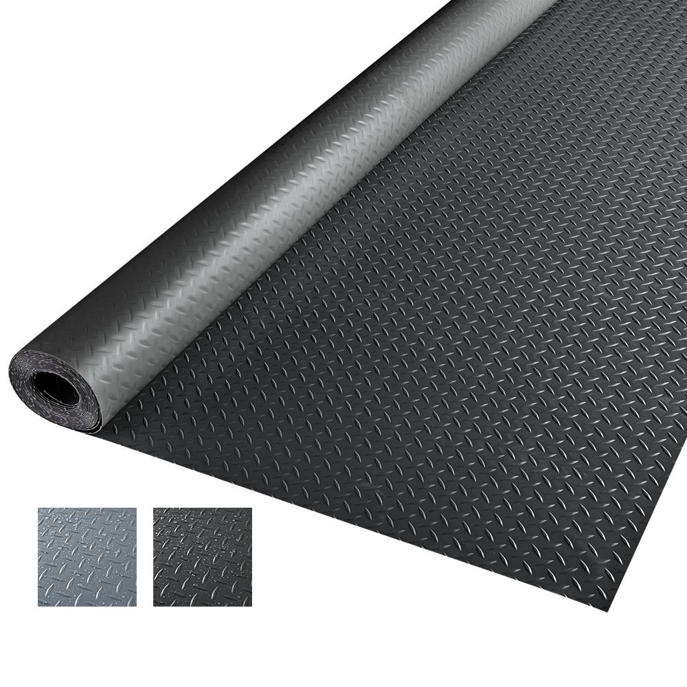 4.6x20ft Garage Flooring Mat - Diamond Pattern Anti-Slip Roll (1/8