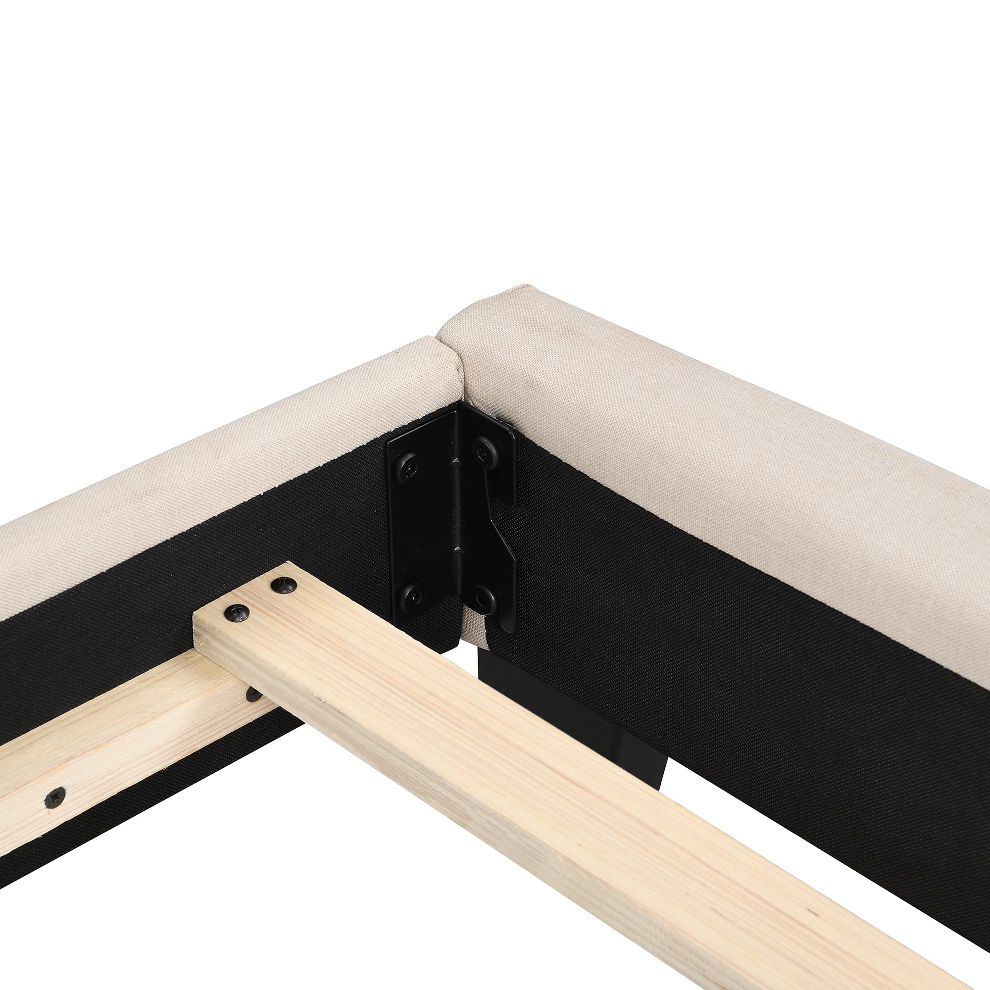Anwick Upholstered Queen Platform Bed Frame with Mattress Foundation - Easy Assembly, No Box Spring Needed, Beige - Perfect for Modern Bedrooms & Guest Rooms