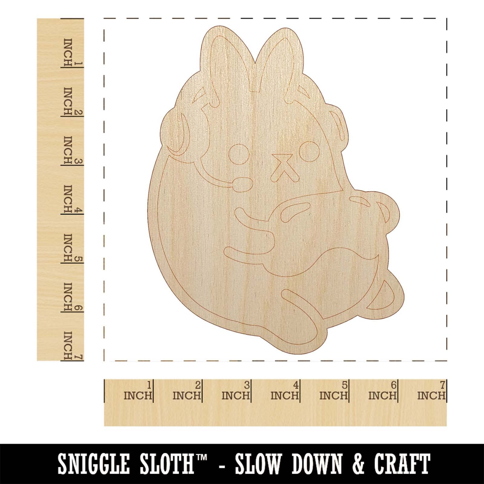 DIY Unfinished Wood Cutout - Geek Gamer Bunny Rabbit Playing Console Games - 1/4