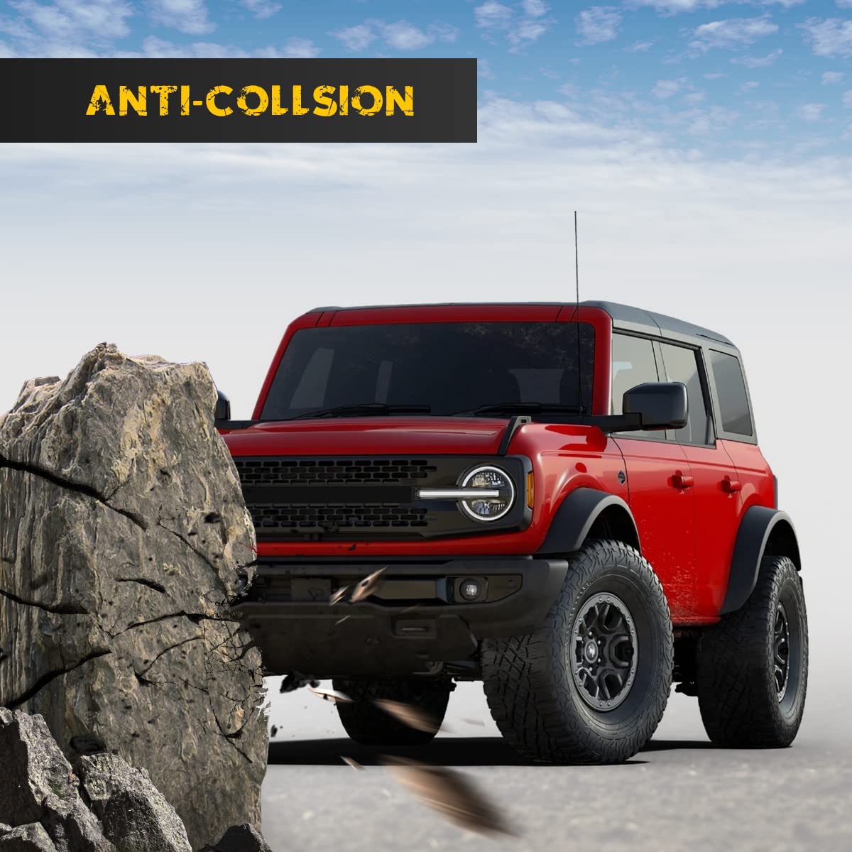 Heavy Duty Front Bumper for 2021-2025 Ford Bronco | Off-Road Bumper with 2 LED Lights, Winch Ready & Sensor Holes | Perfect for Rock Crawling, Overlanding & Off-Road Adventures