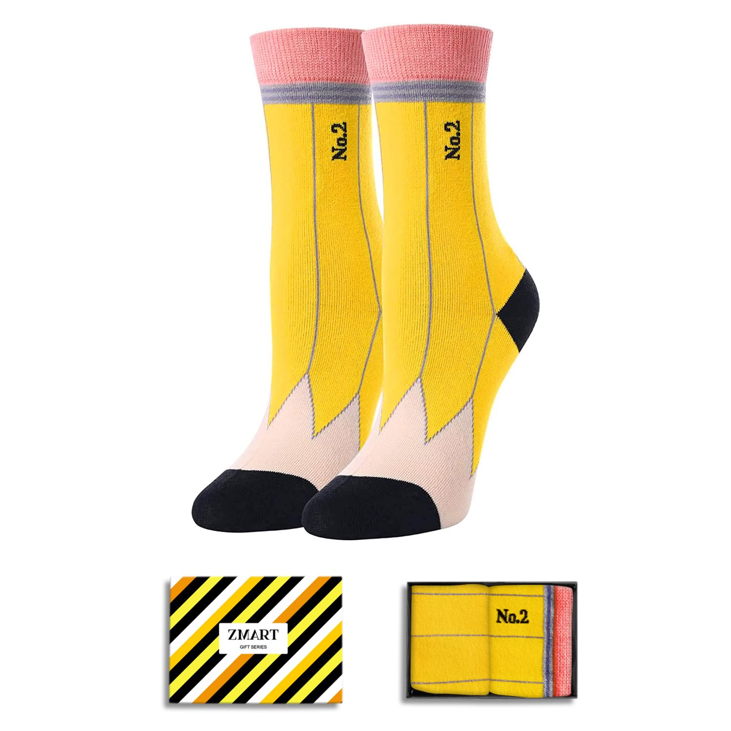 Funny Crazy Socks for Teens & Kids - Silly Novelty Socks for Girls & Women - Perfect Pencil Lover Gifts for School, Parties & Everyday Wear