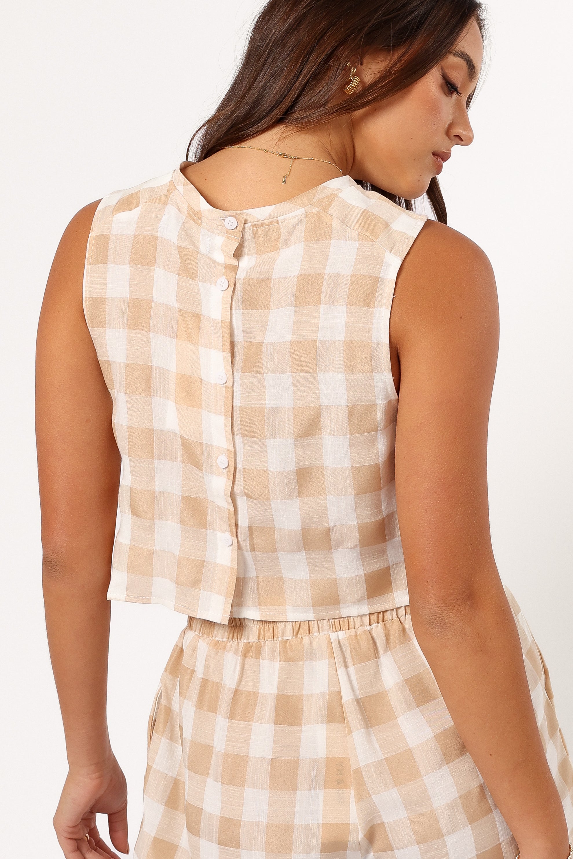 Jemmy Top Beige Check - Stylish Women's Checkered Blouse for Casual & Office Wear | Trendy Fall Fashion