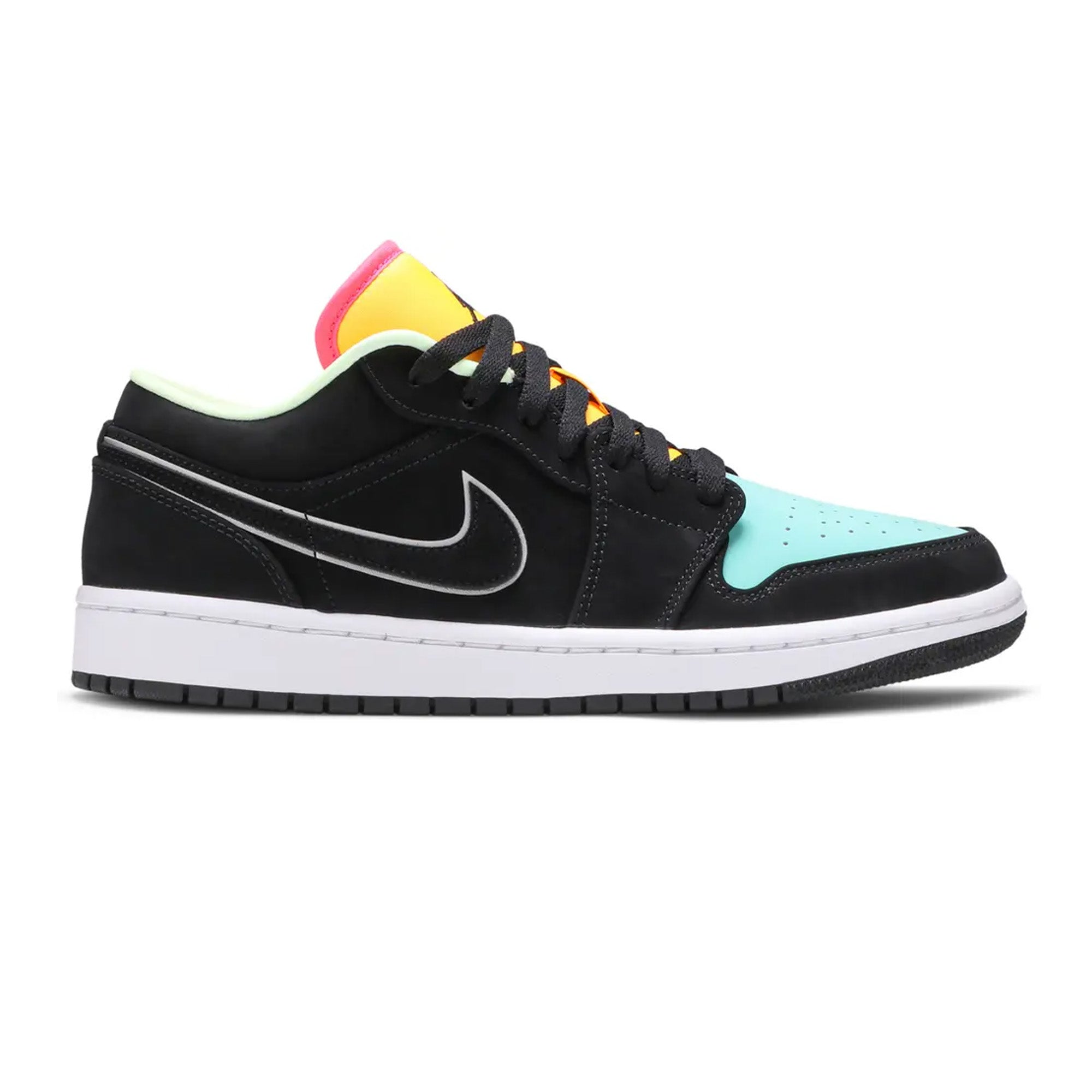 Air Jordan 1 Low Sneakers 'Black Aurora Green Laser Orange' - Men's Basketball Shoes for Casual Wear & Street Style (2020 Release) - Perfect for Urban Fashion & Sneaker Collectors