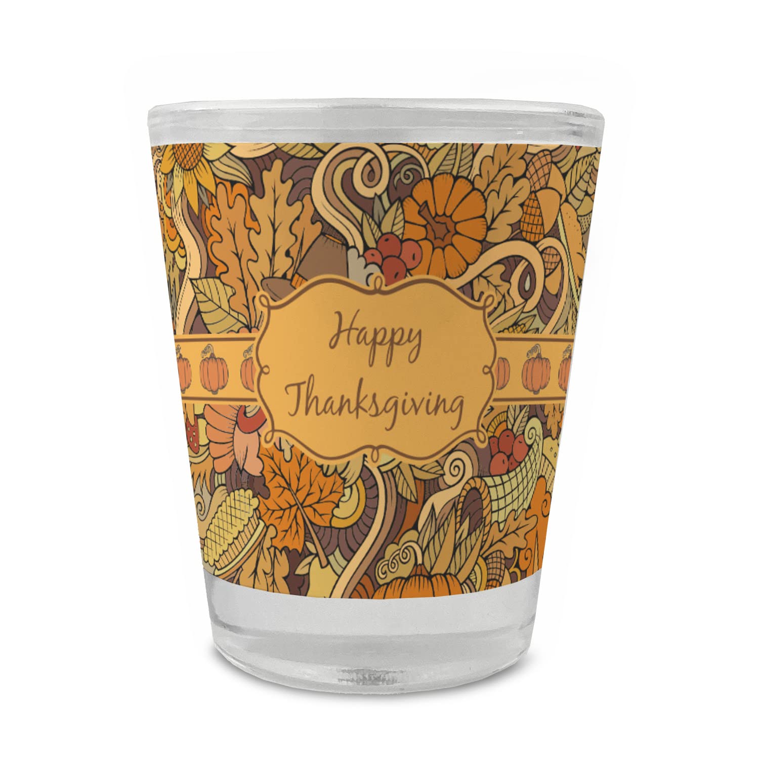 Personalized Thanksgiving Glass Shot Glass - 1.5 oz - Engraved Custom Name - Perfect for Holiday Parties, Family Gatherings & Festive Celebrations