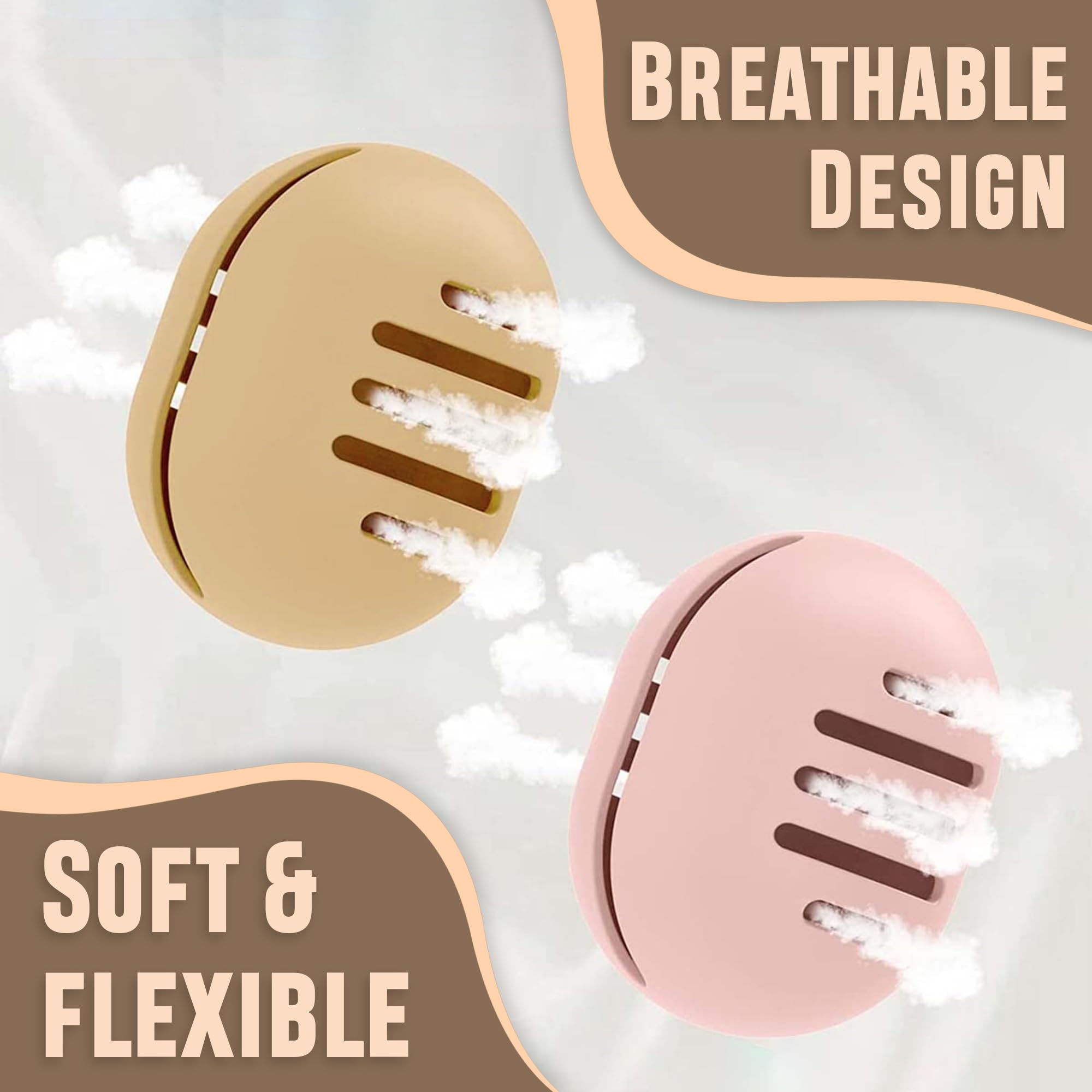 Homeaura Silicone Makeup Sponge Holder - Double Sided Breathable & Shatterproof Beauty Blender Case for Travel | Portable Cosmetic Organizer | Pack of 2 (Khaki & Pink) | Perfect for Makeup Artists & On-the-Go Touchups